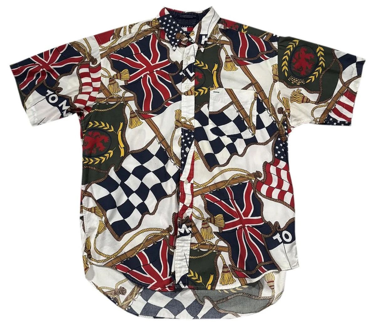 Tommy Hilfiger Vintage Tommy Hilfiger Flag Button Down Shirt (Size L) Size US L / EU 52-54 / 3 - 1 Thumbnail