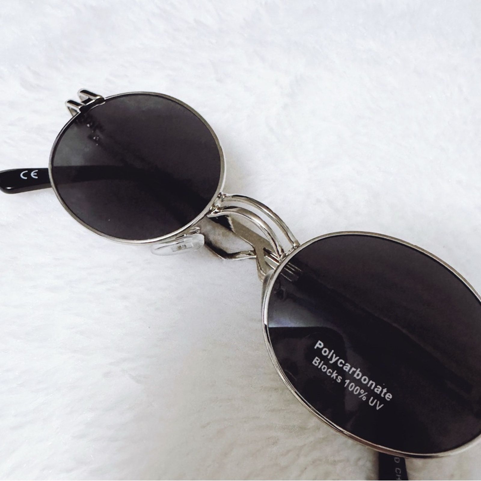 Other Betsy Black with Silver Rim Round Sunglasses Size ONE SIZE - 2 Thumbnail