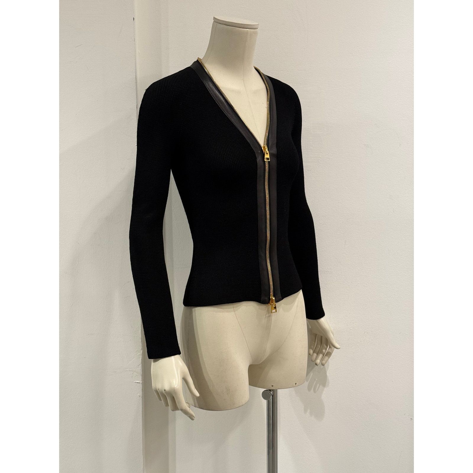 Tom Ford Tom Ford black zip knit and leather pencil skirt set Size S / US 4 / IT 40 - 5 Thumbnail