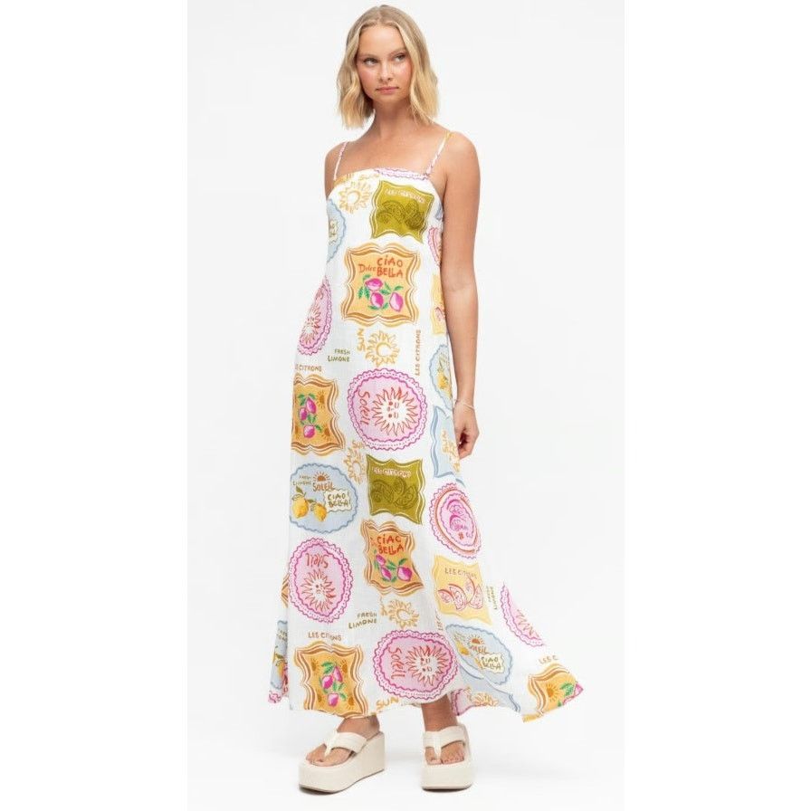 Anthropologie Paper Heart x Anthropologie Citron Soleil Coastal Midi Dress Size XS / US 0-2 / IT 36-38 - 1 Thumbnail