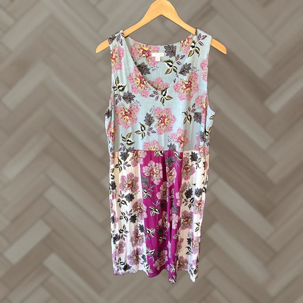 J. Jill J. Jill Womens Multicolor Floral Pattern Slip Dress L Tall Midi Size L / US 10 / IT 46 - 1 Thumbnail