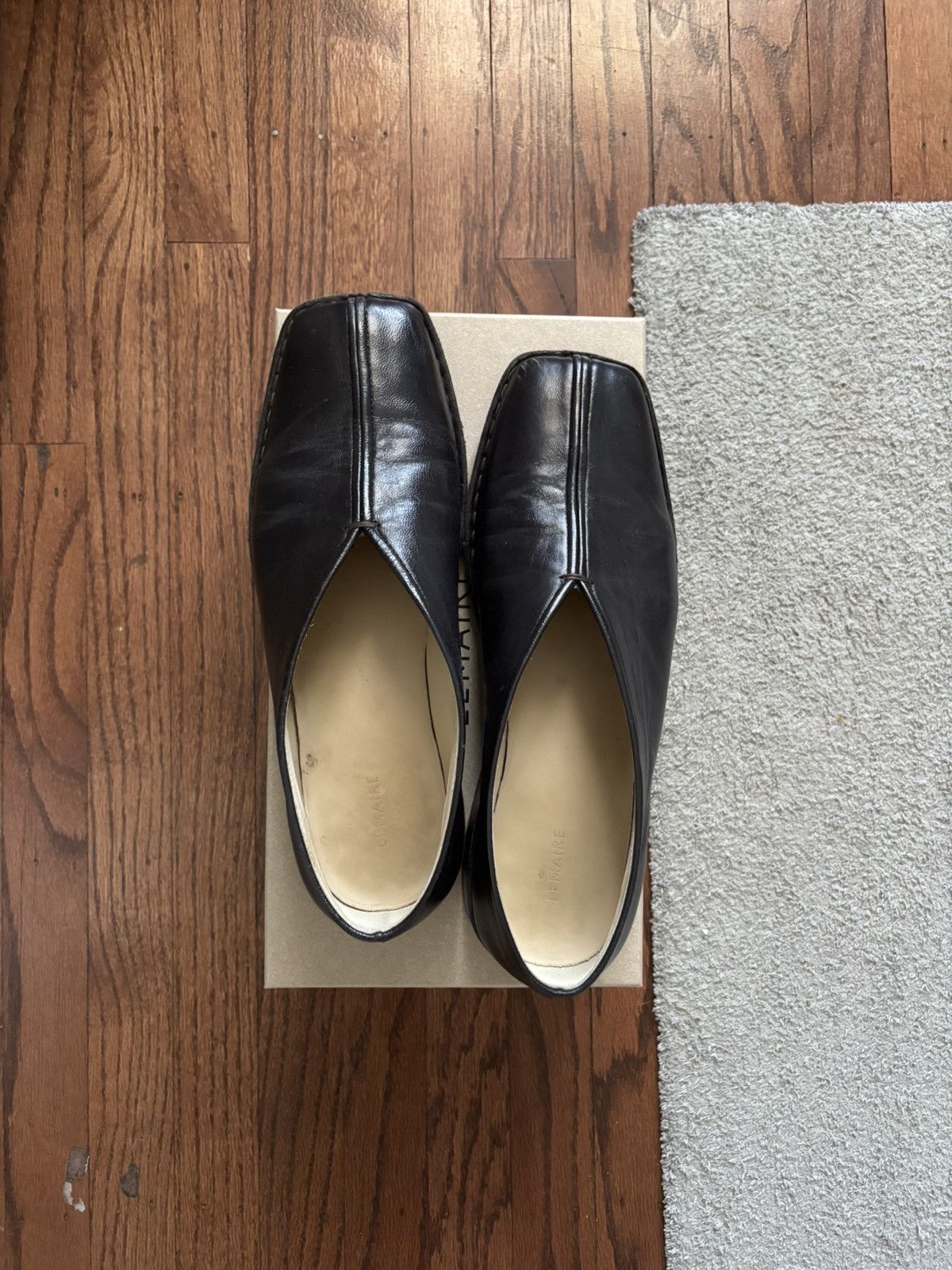 Dark Chocolate Leather Lemaire Piped Loafers