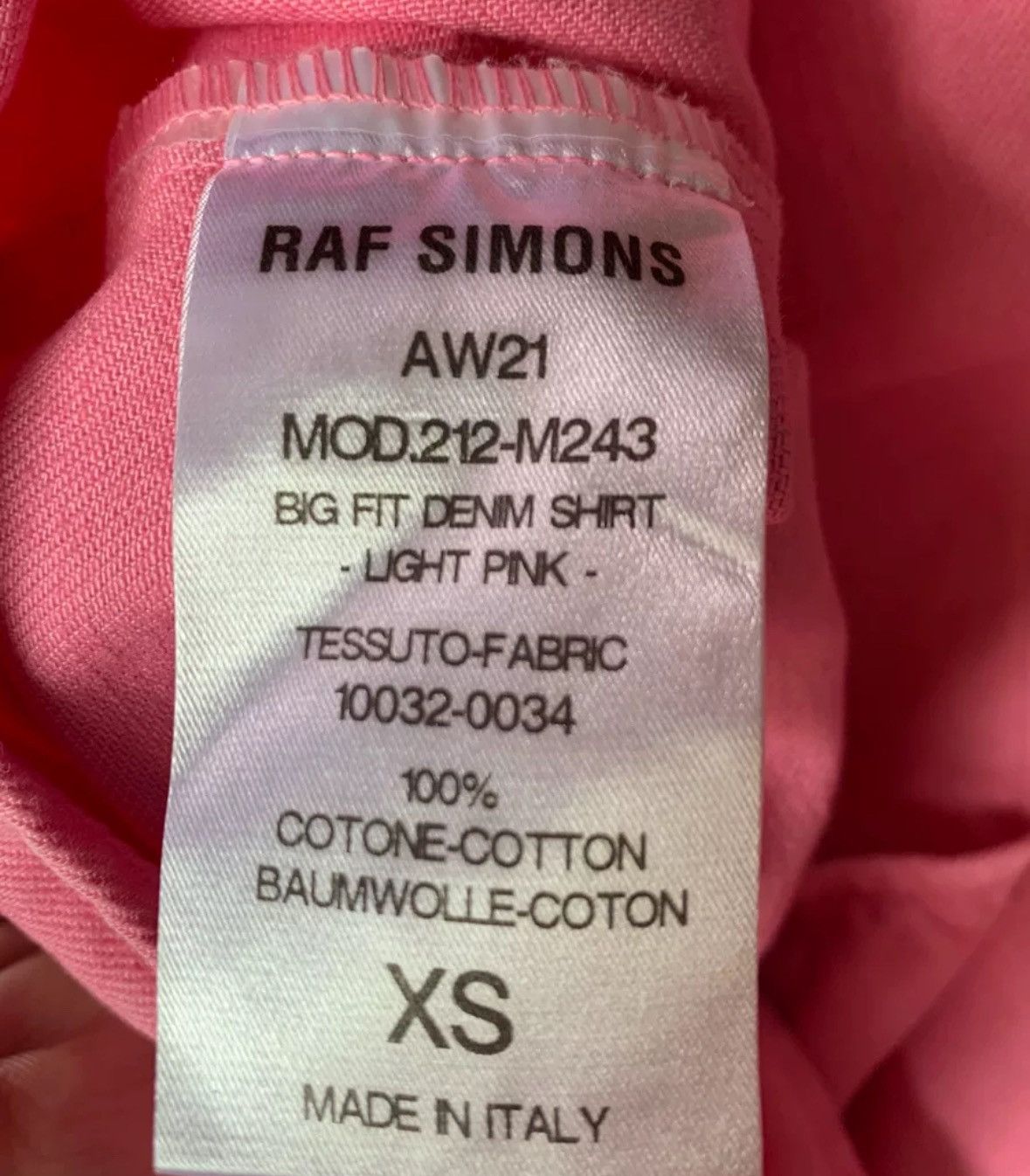 Raf Simons Raf Simons 21aw silhouette pink shirt 2412-Nextarrow Size US XS / EU 42 / 0 - 4 Thumbnail