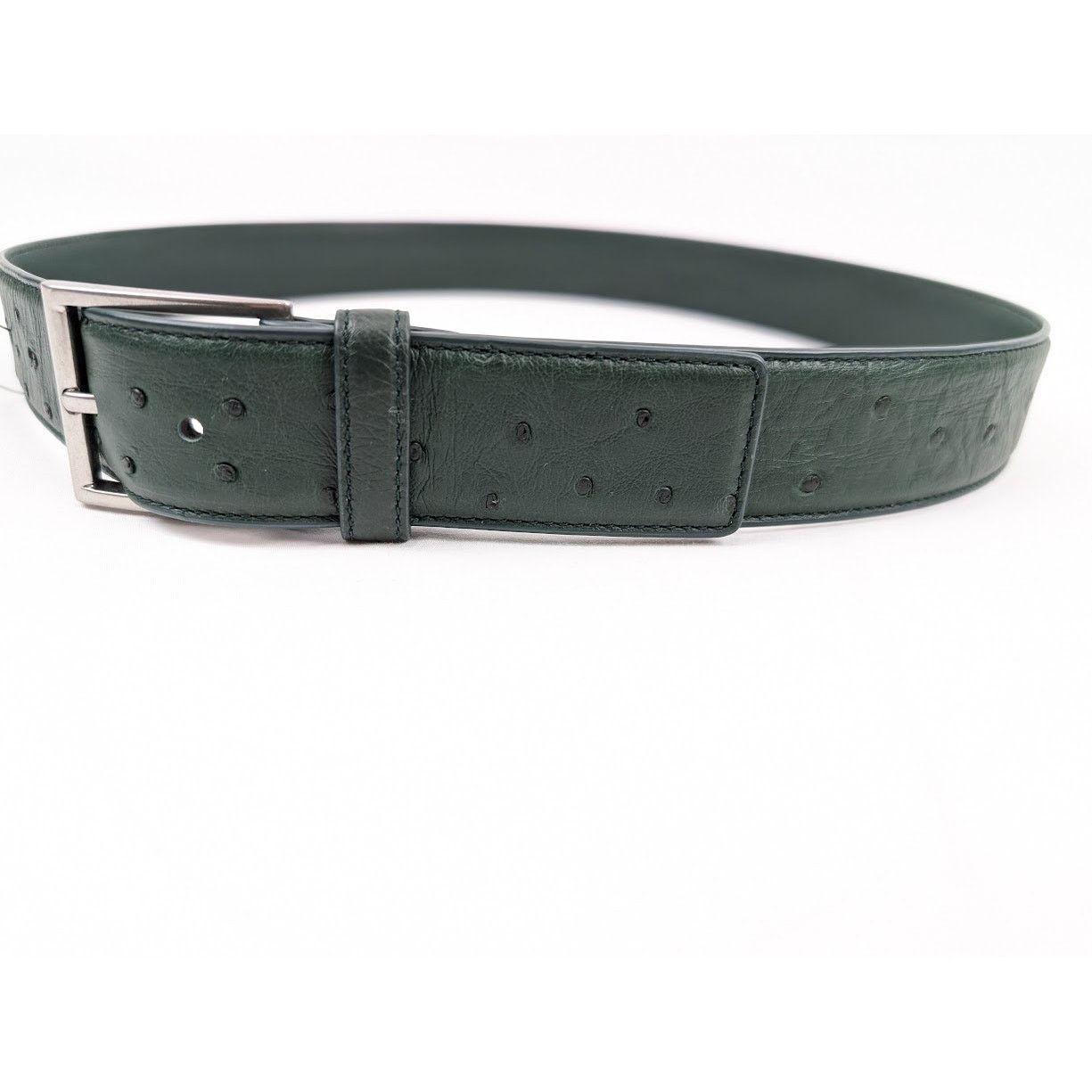 Bottega Veneta o1rshd1 Size: 90 / Struzzo/Light Calf Belt in Pine Green Size ONE SIZE - 12 Thumbnail