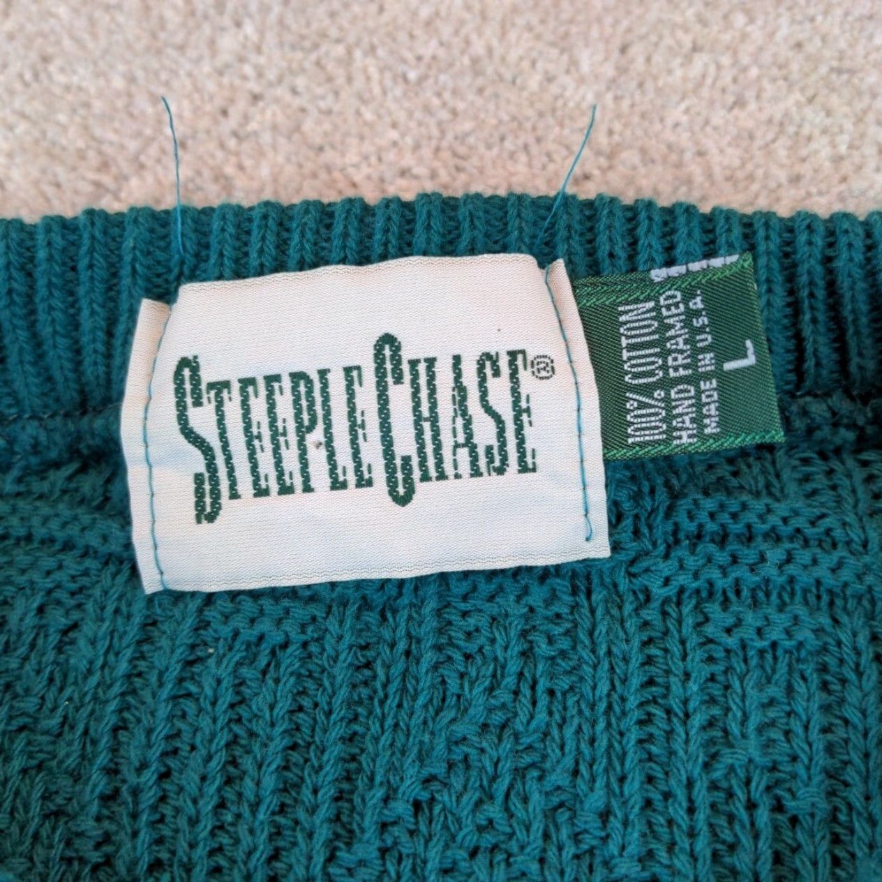 Vintage VINTAGE Steeple Chase Sweater Mens Large Green Geometric Made USA L Size US L / EU 52-54 / 3 - 3 Thumbnail
