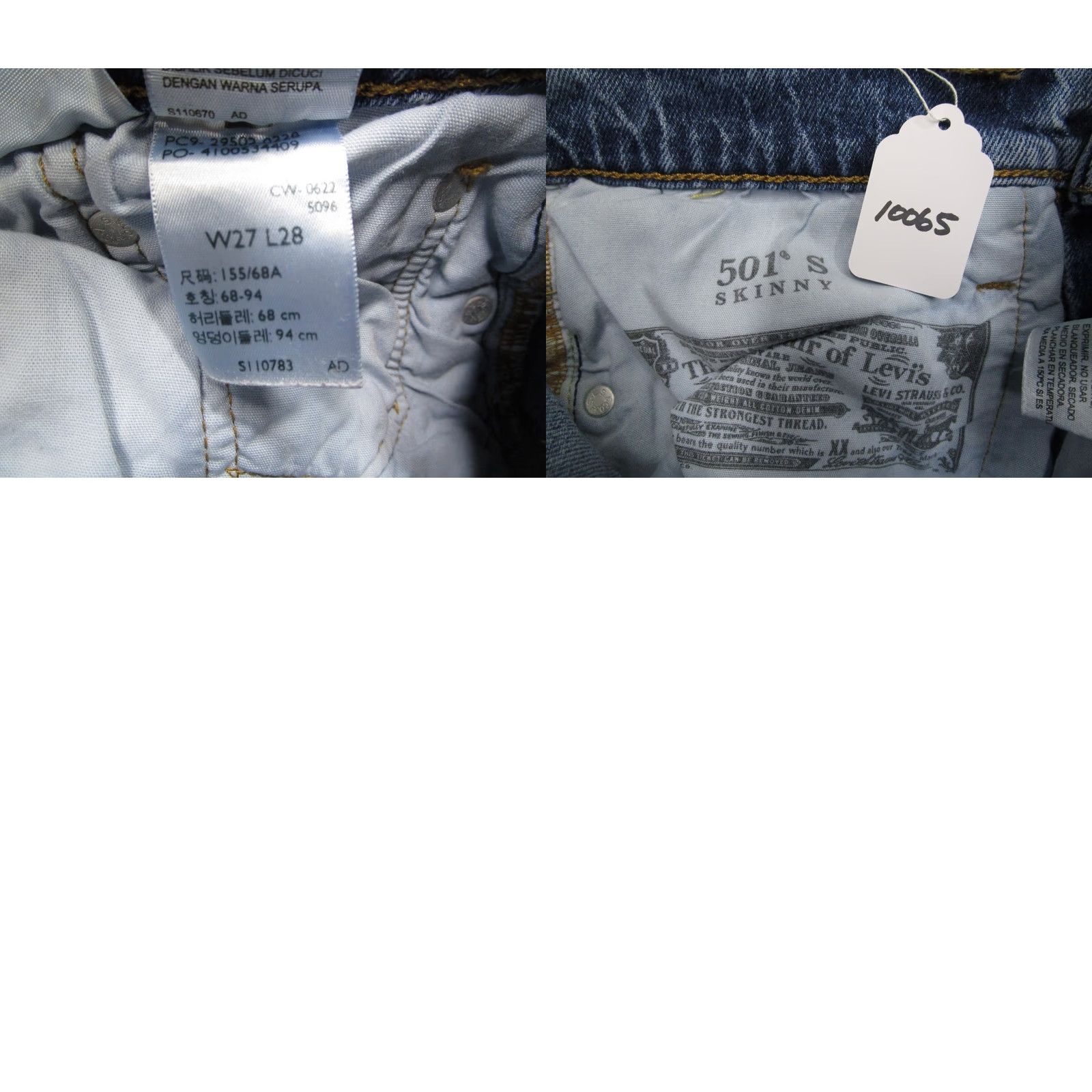 Levi's Levi's 501 Jeans Women 27 Blue Button Fly Slim Skinny Denim Pants Light Wash Leather? Size 27" / US 4 / IT 40 - 8 Thumbnail