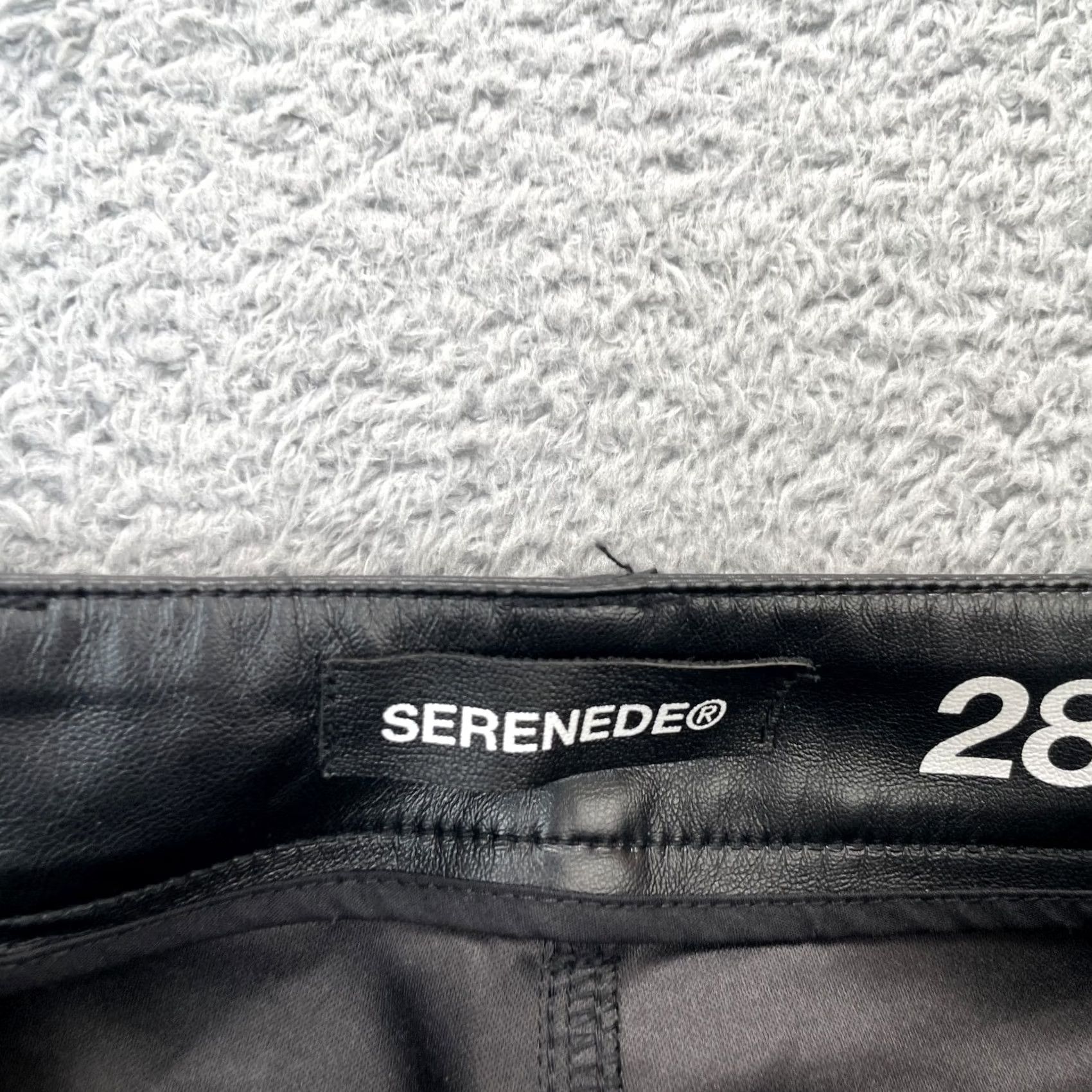 Vintage Serenede Pants Womens 28 Black Stacked Faux Leather Flared Leg Ankle Slit Disco Size 28" / US 6 / IT 42 - 3 Thumbnail