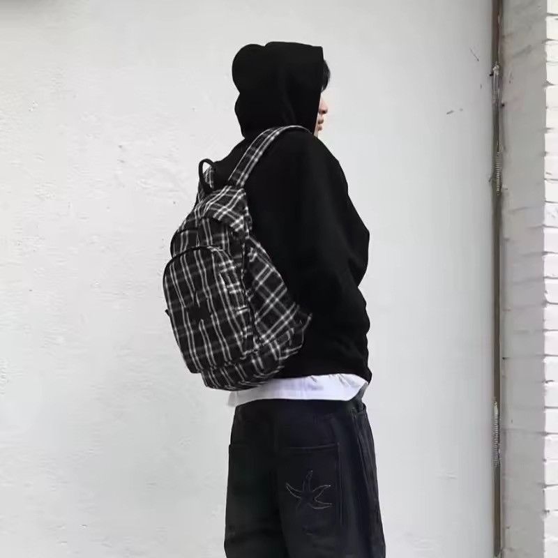Other Striped Punk Capacity Retro Grunge School Backpack Size ONE SIZE - 2 Thumbnail