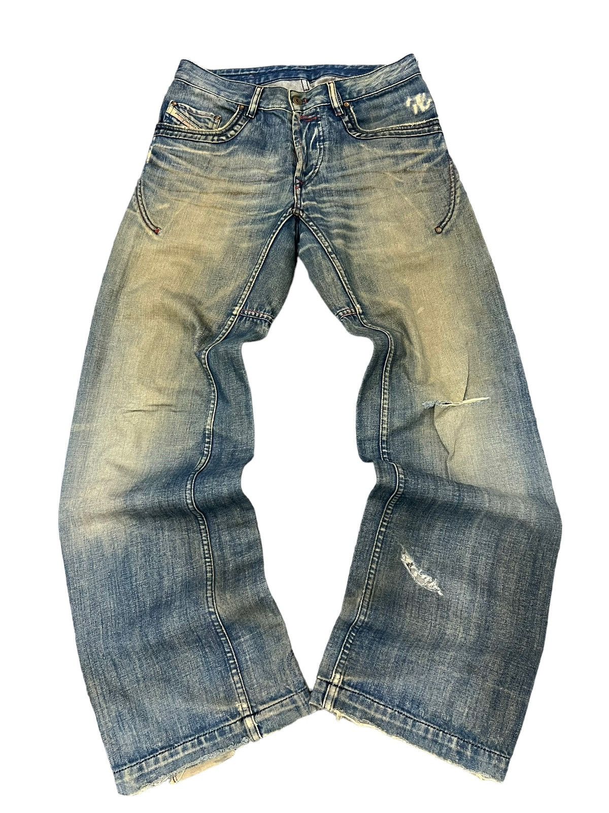 image of Aw08 Diesel Distressed Mudwash Flared Jeans in Denim, Men's (Size 31)