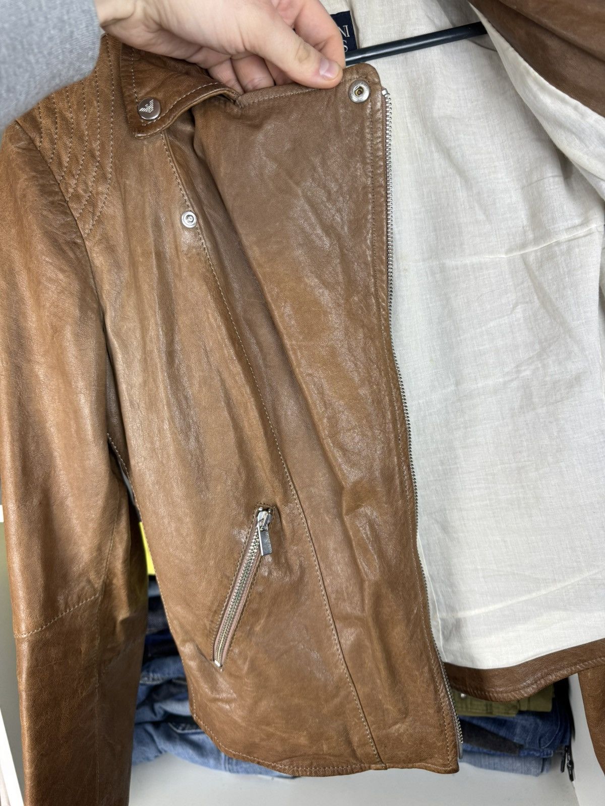 Armani Armani Jeans Women’s Leather Motorcycle Jacket Size M / US 6-8 / IT 42-44 - 9 Thumbnail