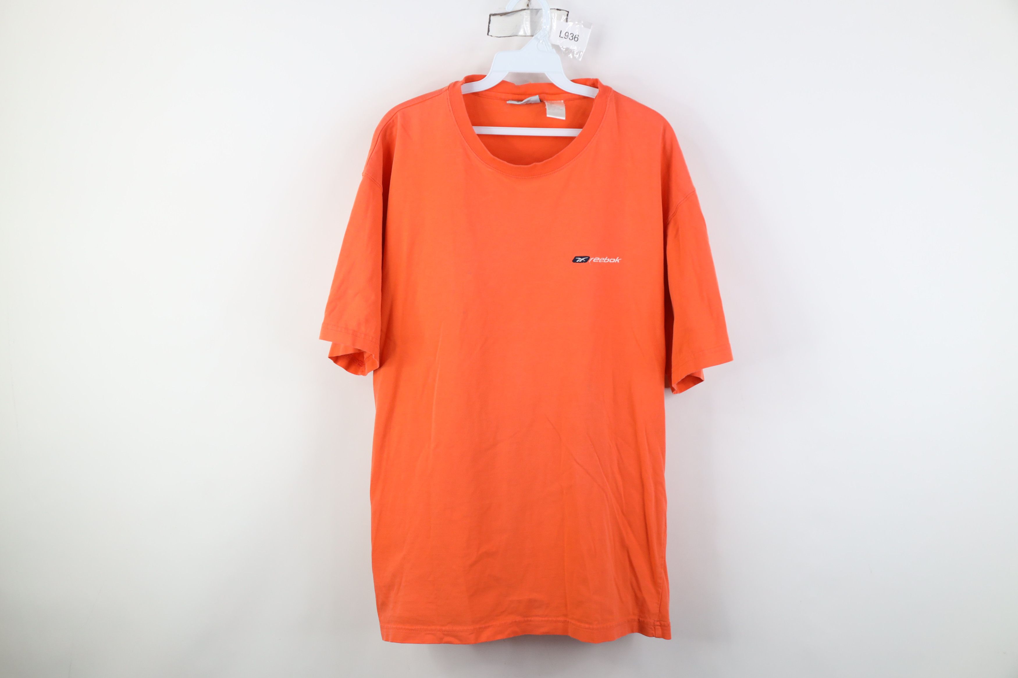 Reebok Vintage 90s Reebok Faded Spell Out T-Shirt Orange Cotton Size US L / EU 52-54 / 3 - 1 Thumbnail