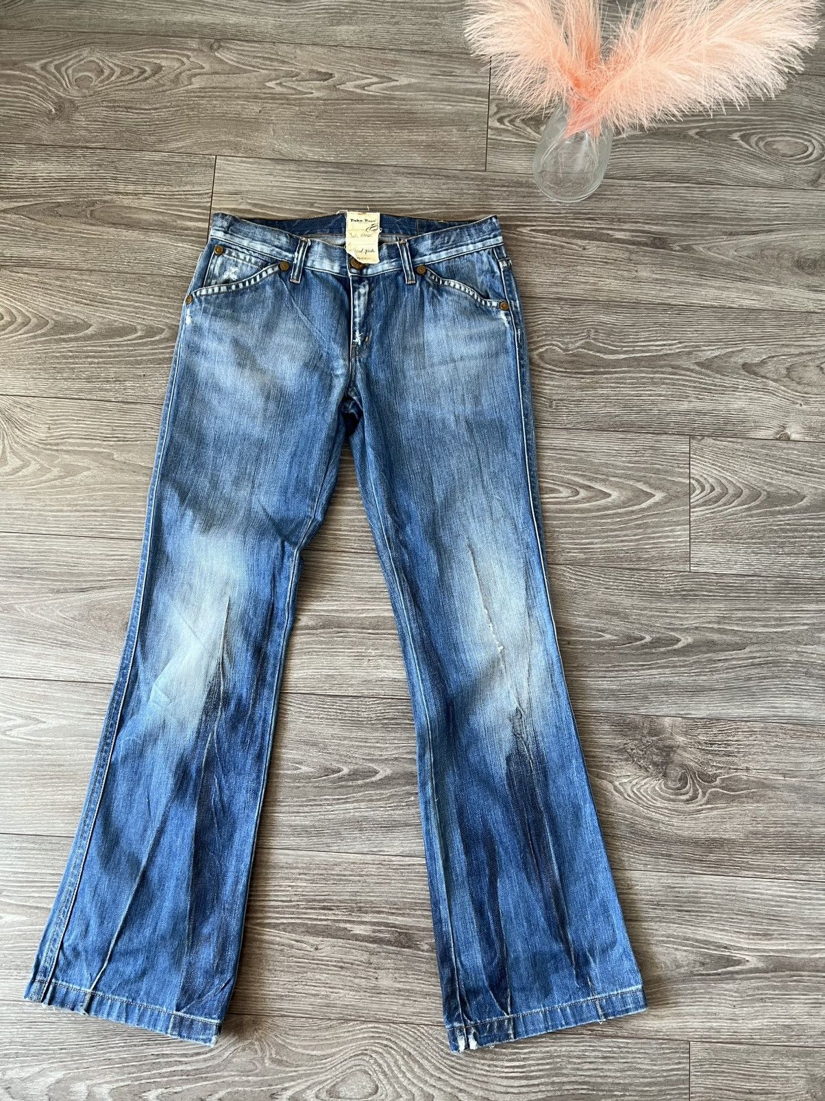 Designer ‼️Take Two 1st Grade HandMade Crafted Print Flared Jeans‼️ Size US 33 - 1 Thumbnail