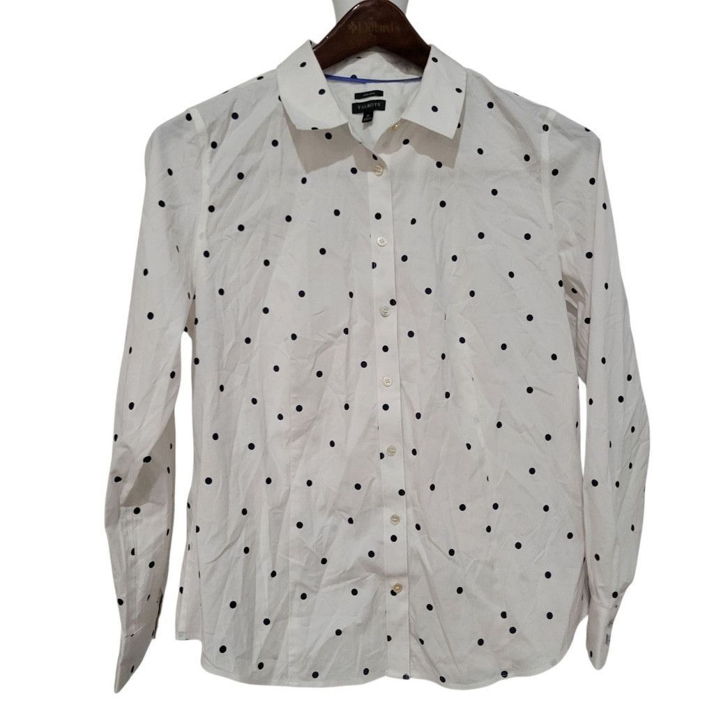 Talbots Talbots Polka-dot Long-Sleeves Fitted Button-Up Shirt 12 Size XL / US 12-14 / IT 48-50 - 3 Thumbnail