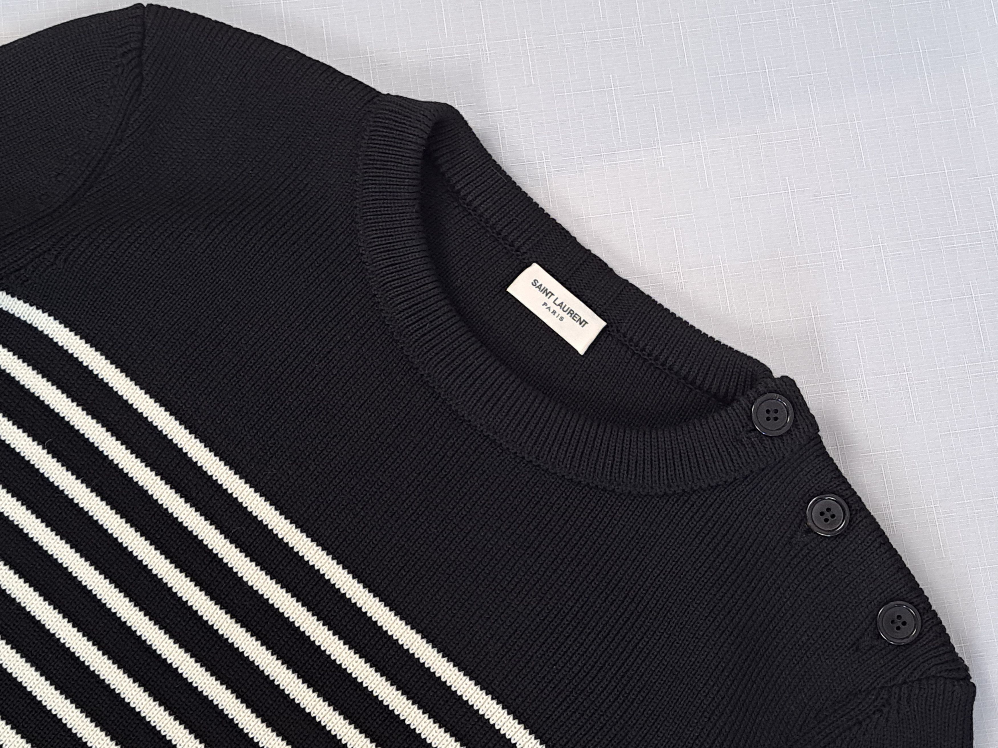 Saint Laurent Paris SAINT LAURENT Paris wool/cotton striped sweater. Size L / US 10 / IT 46 - 10 Thumbnail
