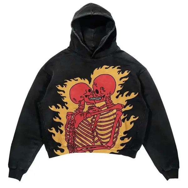 VIBE Vintage Streetwear Skeleton Graphic Hoodie Punk Gothic Style Size US L / EU 52-54 / 3 - 8 Thumbnail