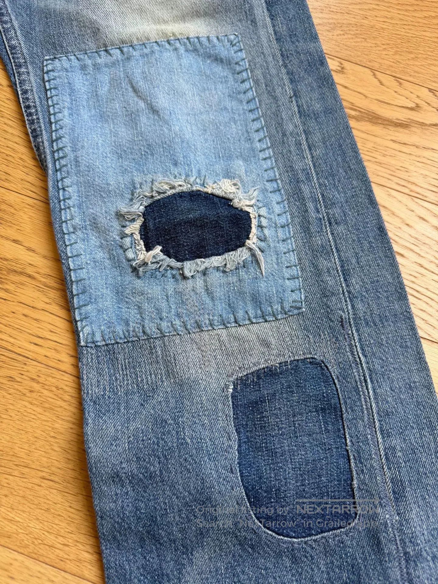 RLX Ralph Lauren Vintage Wash Patchwork Denim Jeans. Size US 32 / EU 48 - 3 Thumbnail