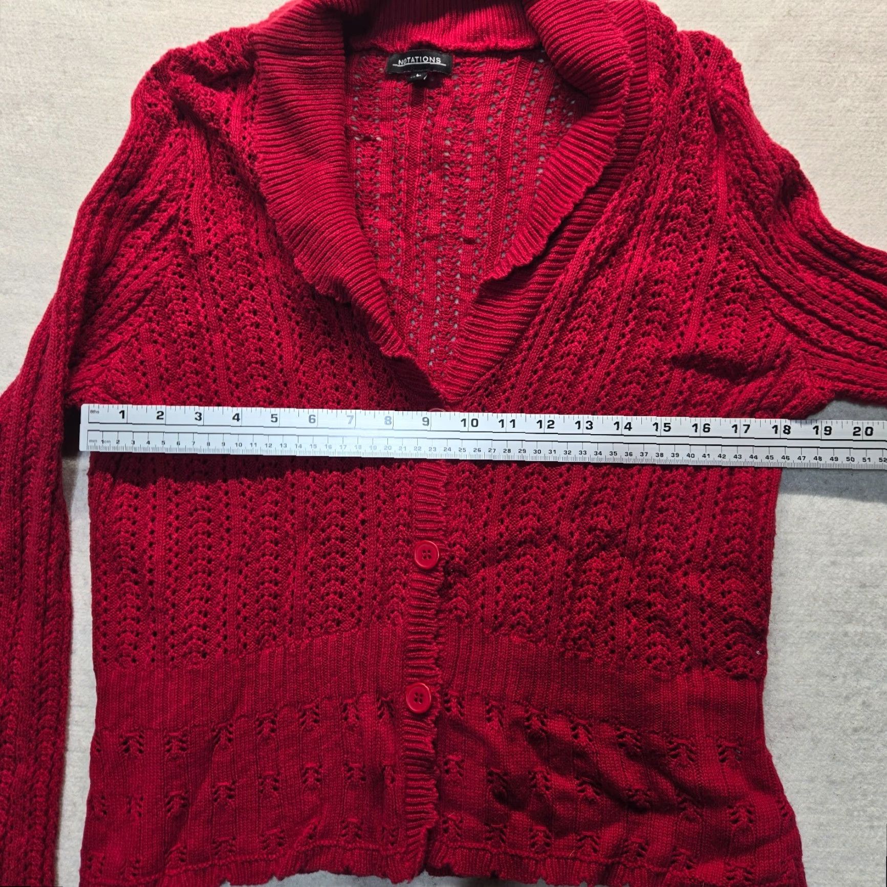 Vintage VINTAGE Notations Cardigan Sweater Women Solid Red Knit Button Front Long Sleeve L Large Winter Fall Spring Open-Knit Modern Classic Mens Womens? Size L / US 10 / IT 46 - 5 Thumbnail