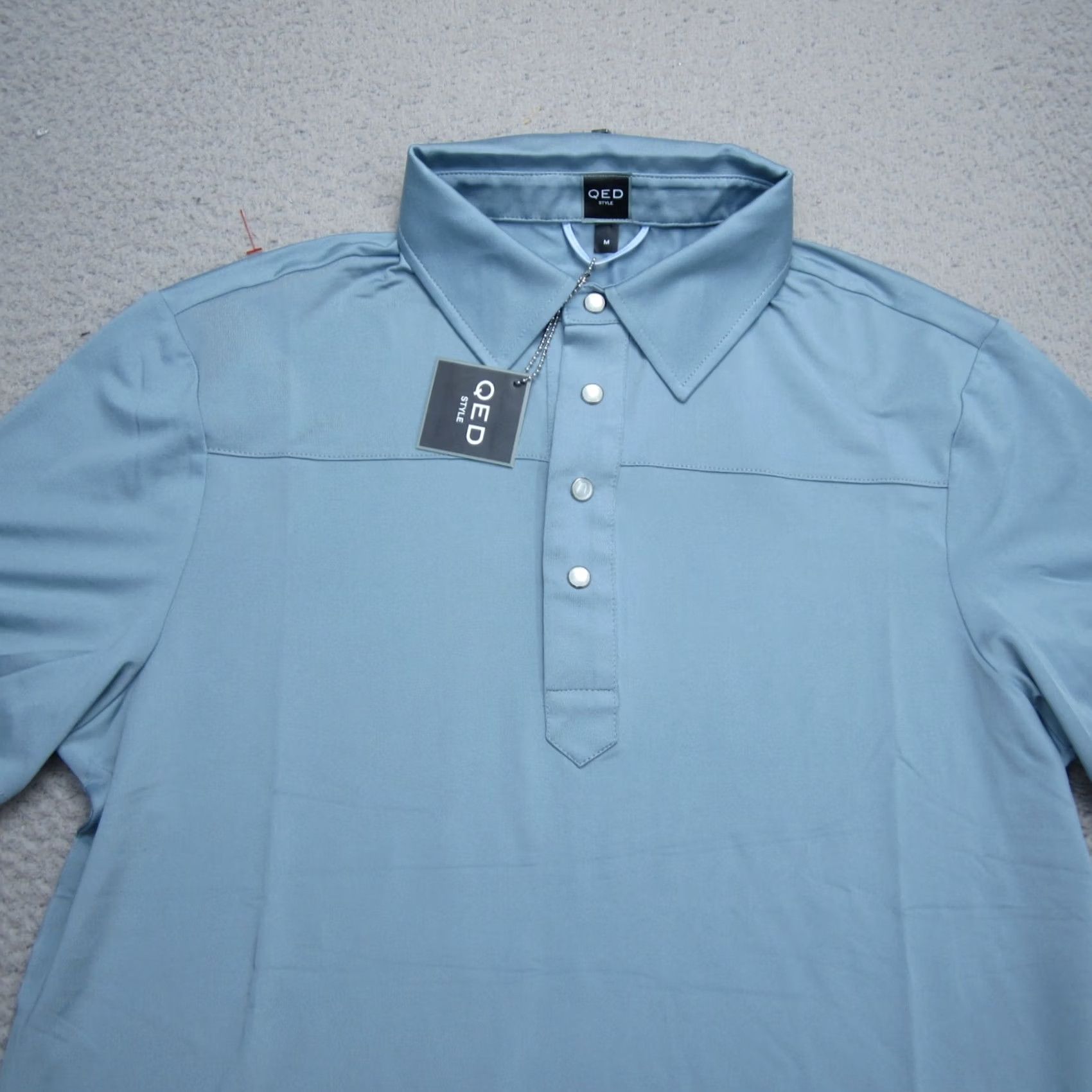 Vintage Qed Style Polo Mens M Blue Snap Performance Lightweight Stretch Golf Shirt Size US M / EU 48-50 / 2 - 4 Thumbnail