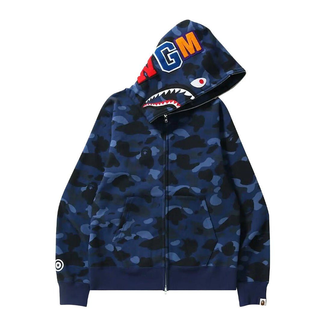 Bape Color Camo Shark Full Zip Hoodie 'Navy' Size US XL / EU 56 / 4 - 1 Thumbnail