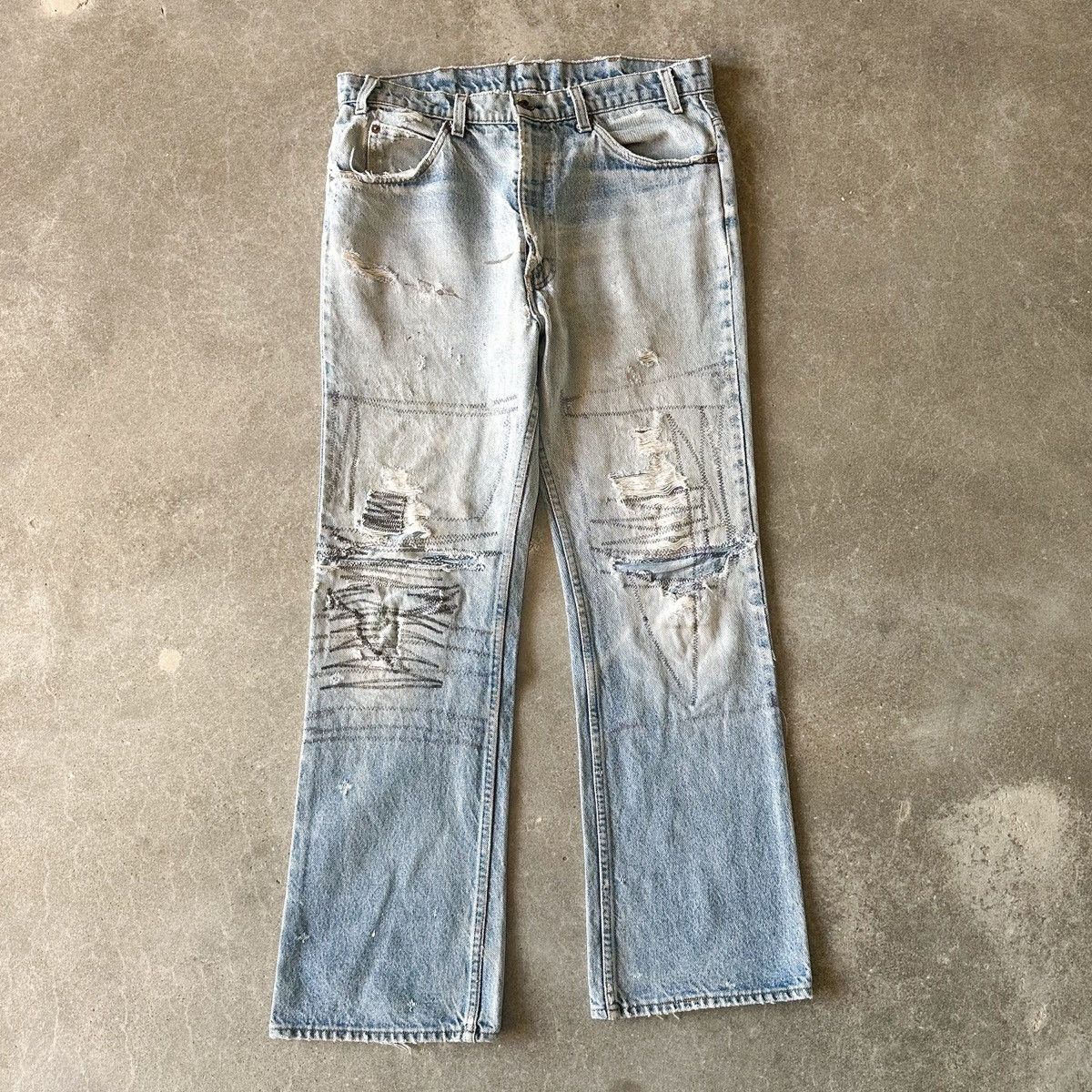 Levi's 80’s THRASHED Levi’s 517 Orange Tab Flared Denim Size US 34 / EU 50 - 1 Thumbnail