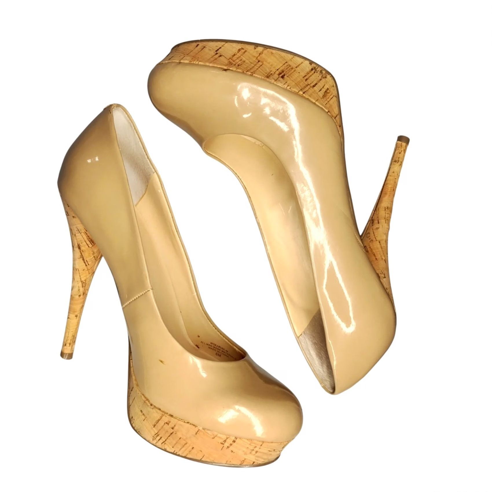 Guess GUESS Platform Pump Heels Womens US Size 6M Tan Patent Leather Slip On Pump Size US 6 / IT 36 - 2 Thumbnail