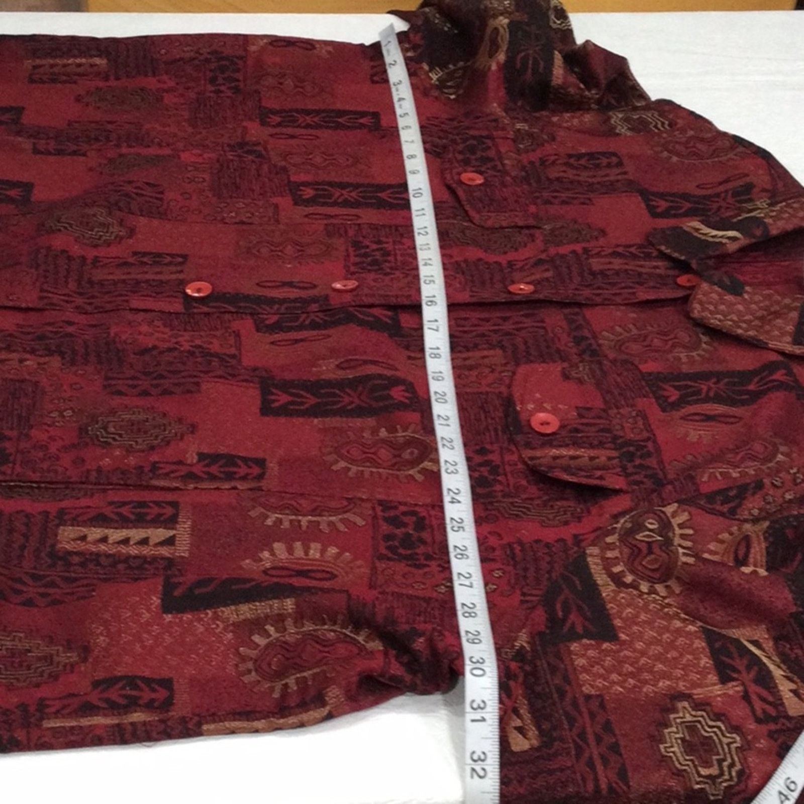 Other Ulla Popken Red w/Gold Metallic Relaxed Fit Shacket 24/26 Size 4XL / US 24-26 - 14 Thumbnail