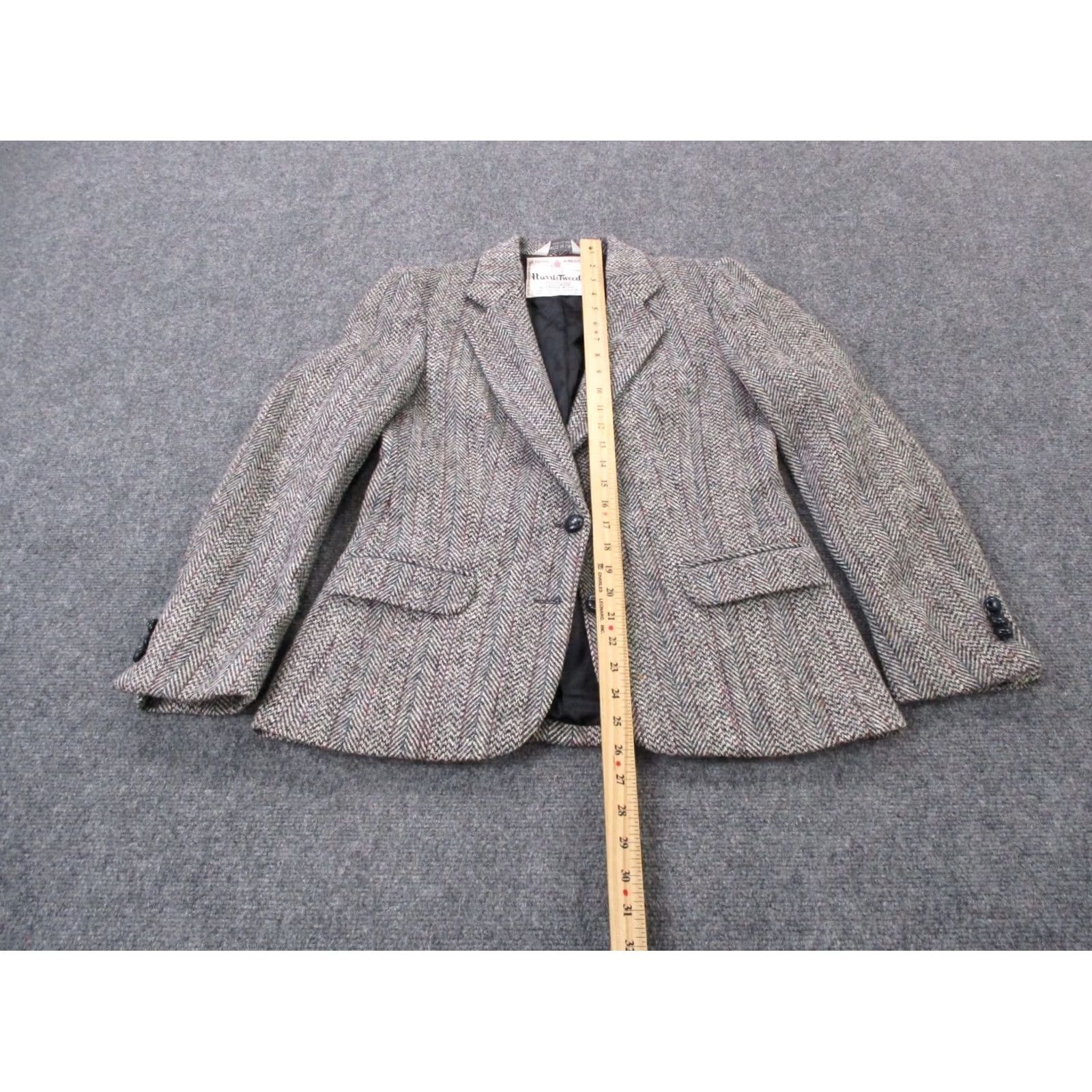 Harris Tweed Harris Tweed Jacket Womens 10 Gray Wool Tweed Blazer Business Suit Jacket, Regular, Gray, 10, Womens Size L / US 10 / IT 46 - 3 Thumbnail