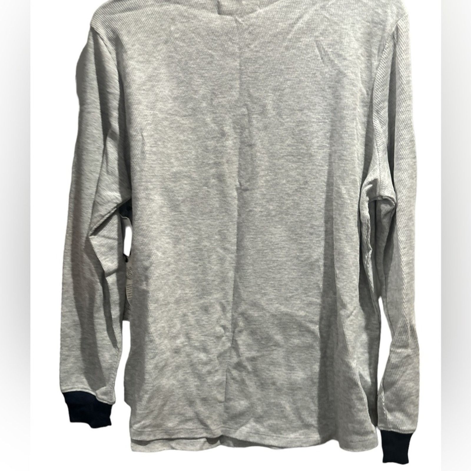 Treasure & Bond TREASURE & BOND Grey Heather-Navy Crew Neck Trim Thermal Top Size XL / US 12-14 / IT 48-50 - 6 Thumbnail