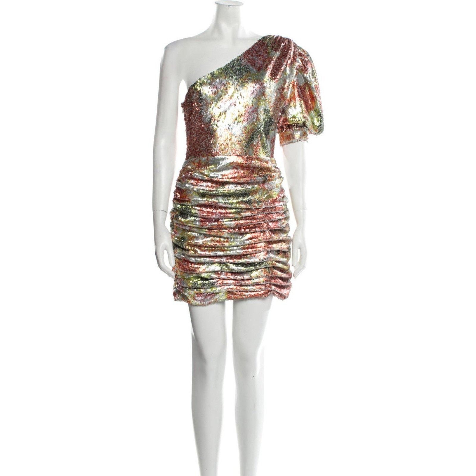 Ronny Kobo Ronny Kobo Eden Sequin Ruched One Shoulder Mini Dress Gold M Size L / US 10 / IT 46 - 6 Thumbnail