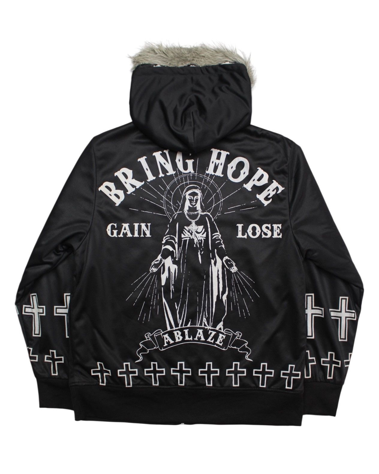 If Six Was Nine 2000S CLASH AHEAD SHERPA × SATIN HOODED JACKET “BRING HOPE” Size US L / EU 52-54 / 3 - 1 Thumbnail