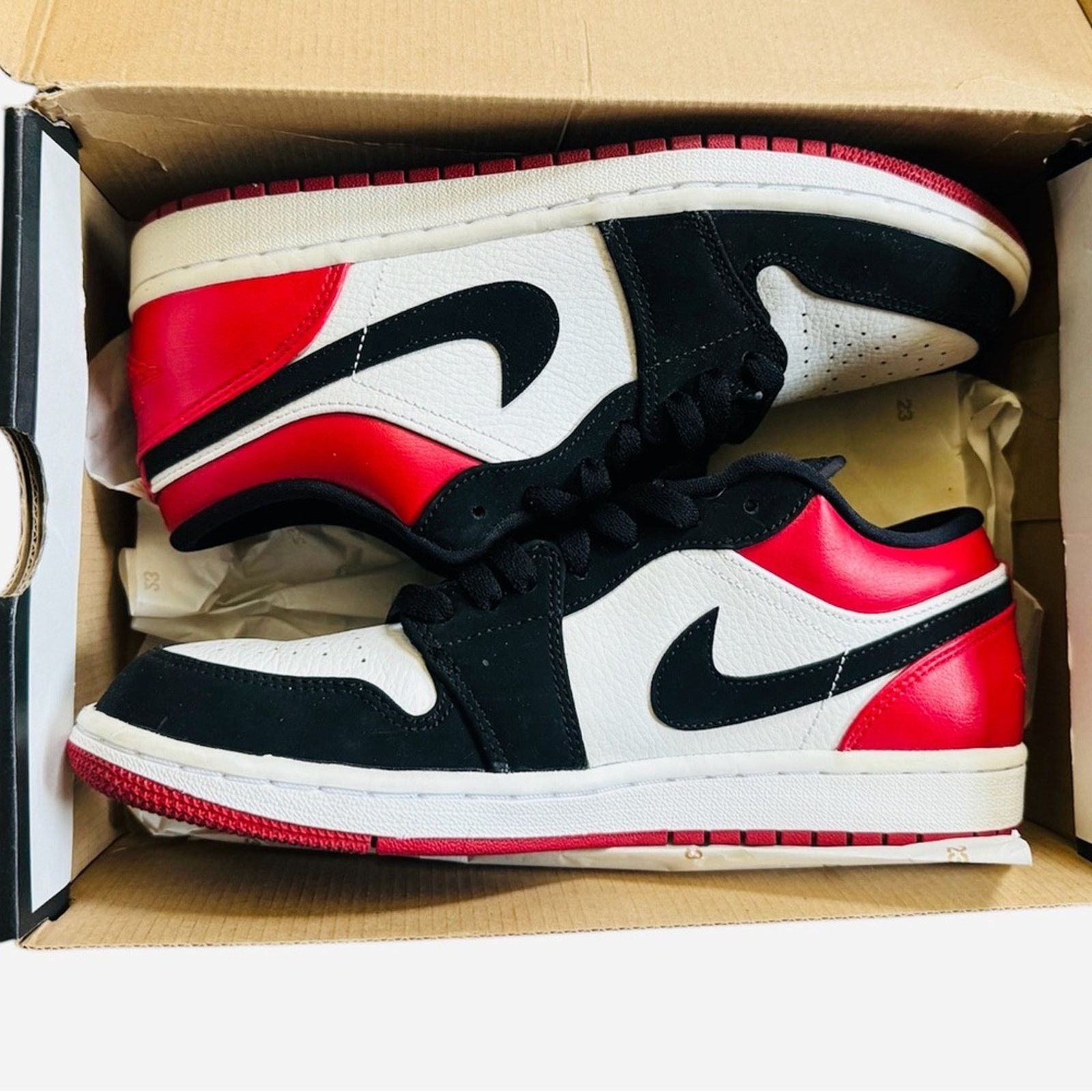 Nike Nike Air Jordan 1 Low Sneakers - Black, Red, White Size US 8 / EU 41 - 2 Thumbnail