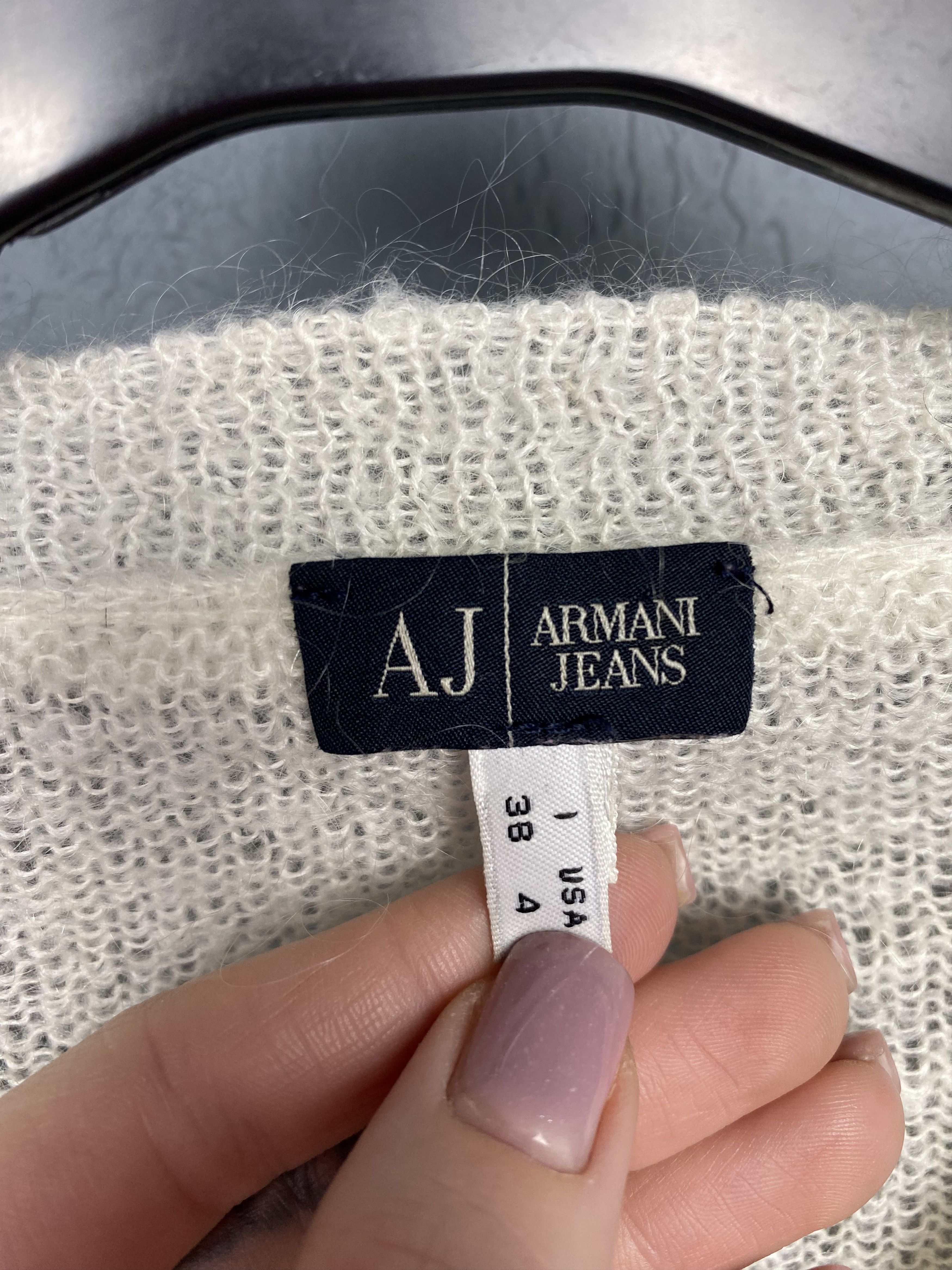 Armani × Giorgio Armani Armani Jeans Vintage Womens Mohair Knit V-Neck Sweater Size S / US 4 / IT 40 - 3 Thumbnail