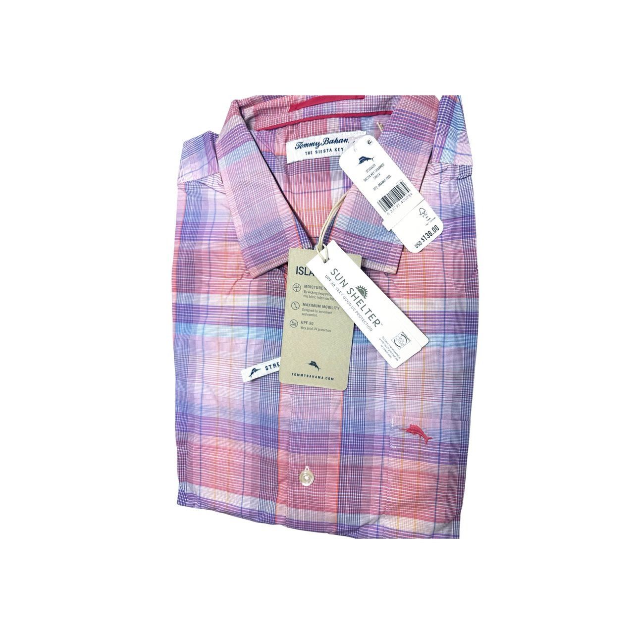 Tommy Bahama Tommy Bahama Mens Orange Blue Siesta Key Charmed Check Butto Size US XL / EU 56 / 4 - 7 Thumbnail