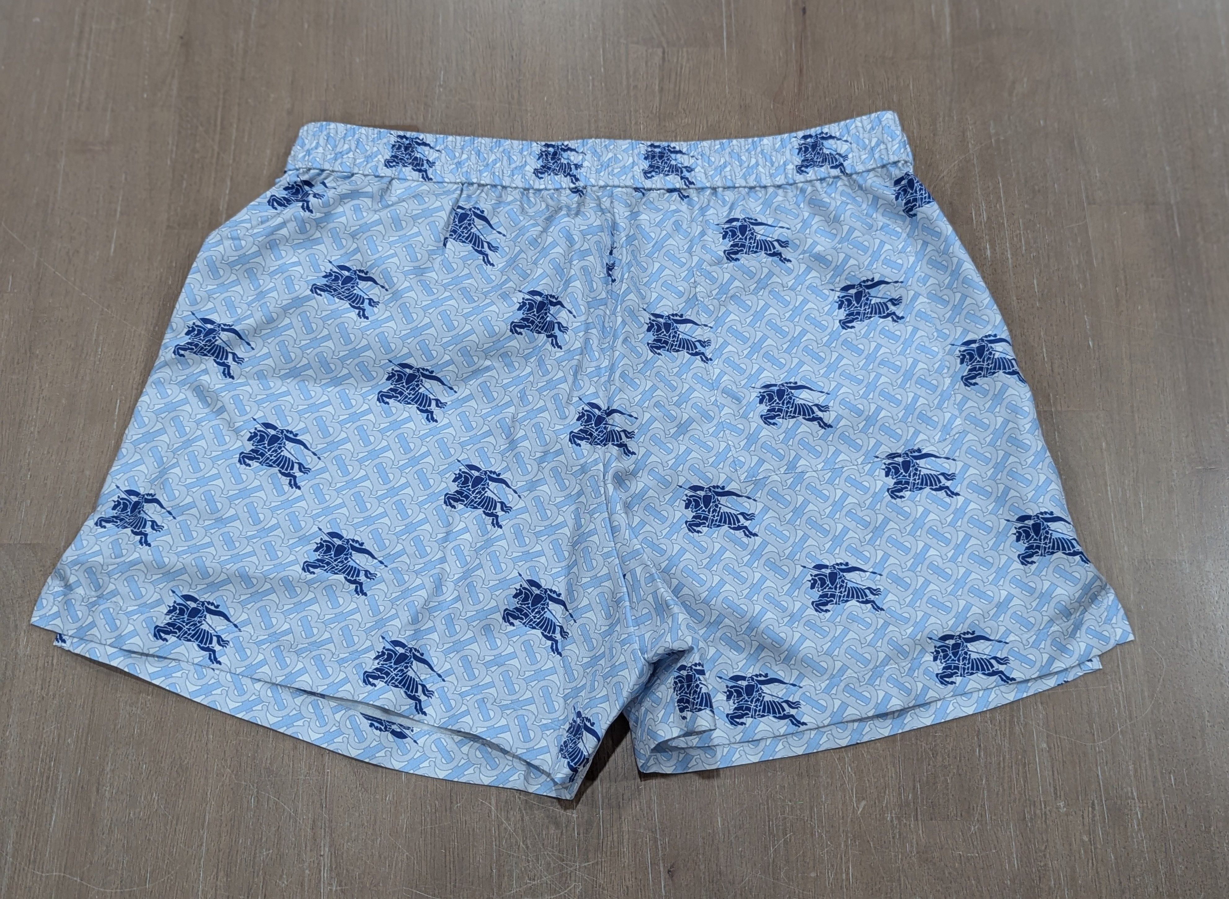 Burberry Burberry Monogram Print Silk Shorts Light Blue/Navy Large Size US 34 / EU 50 - 3 Thumbnail