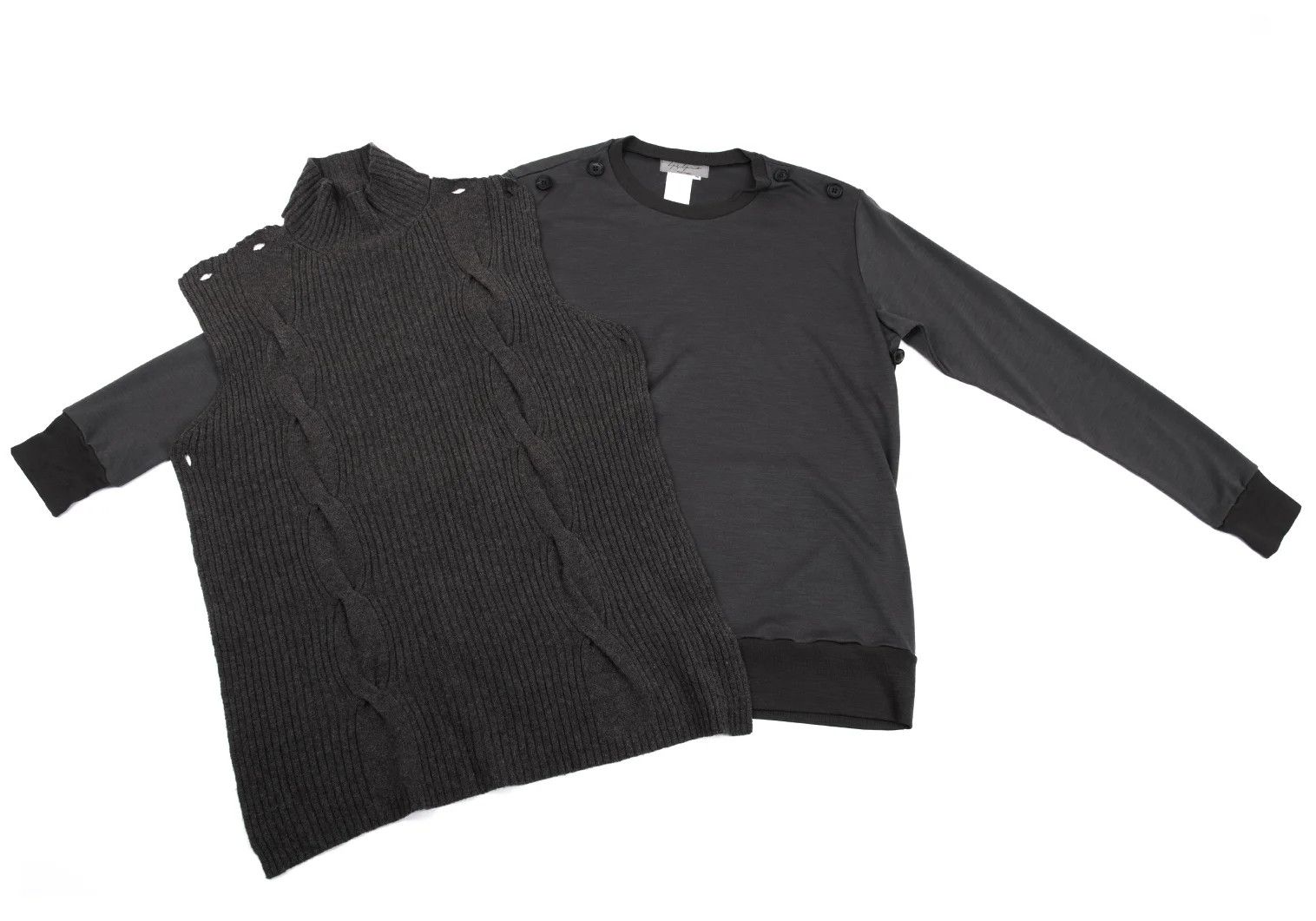 Yohji Yamamoto Yohji Yamamoto Cable Knit Wool Top Mocha M Size US M / EU 48-50 / 2 - 9 Thumbnail