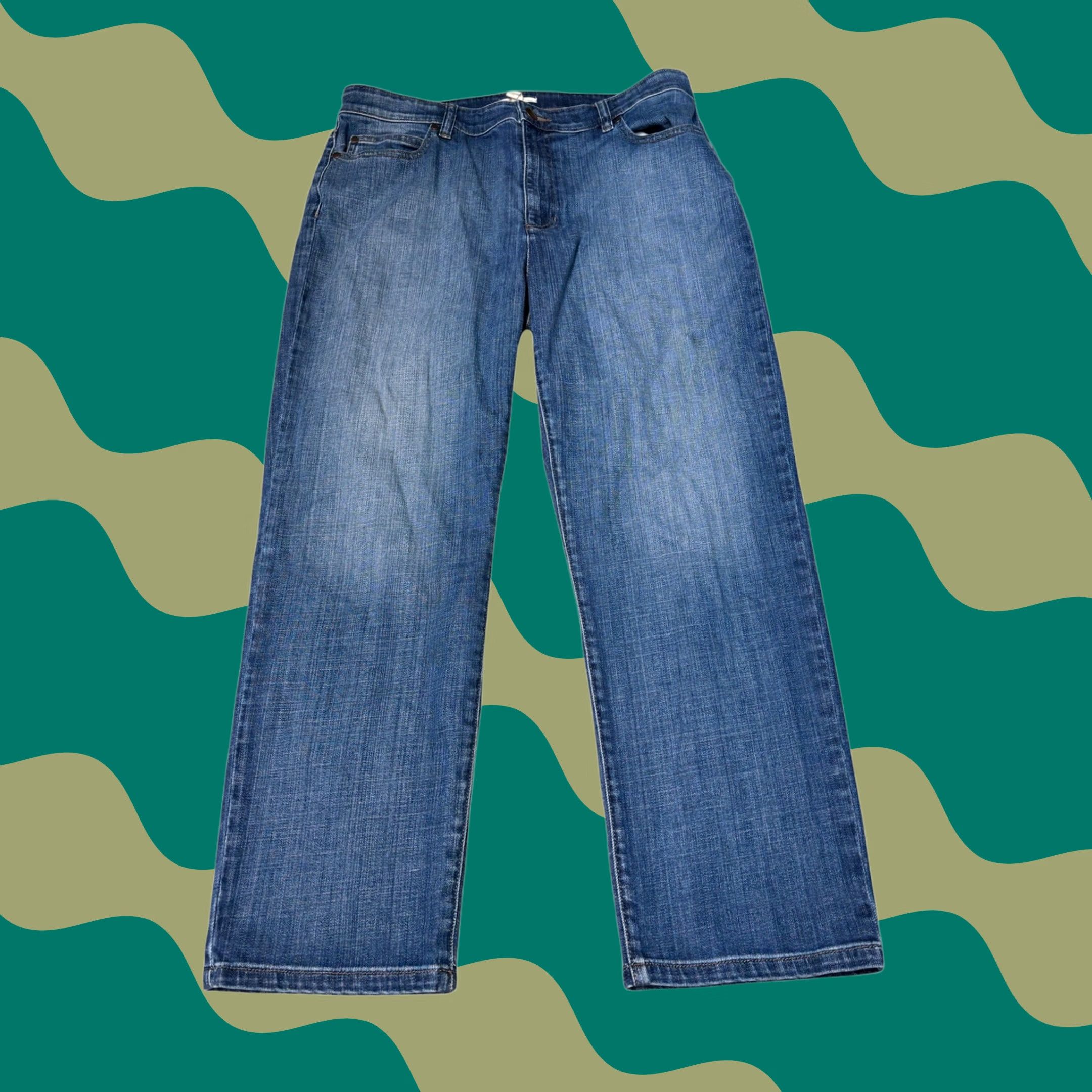Eileen Fisher Eileen Fisher Organic Cotton Stretch Straight Leg Blue Jeans Women 12 W33 L26 Size 29" - 1 Thumbnail