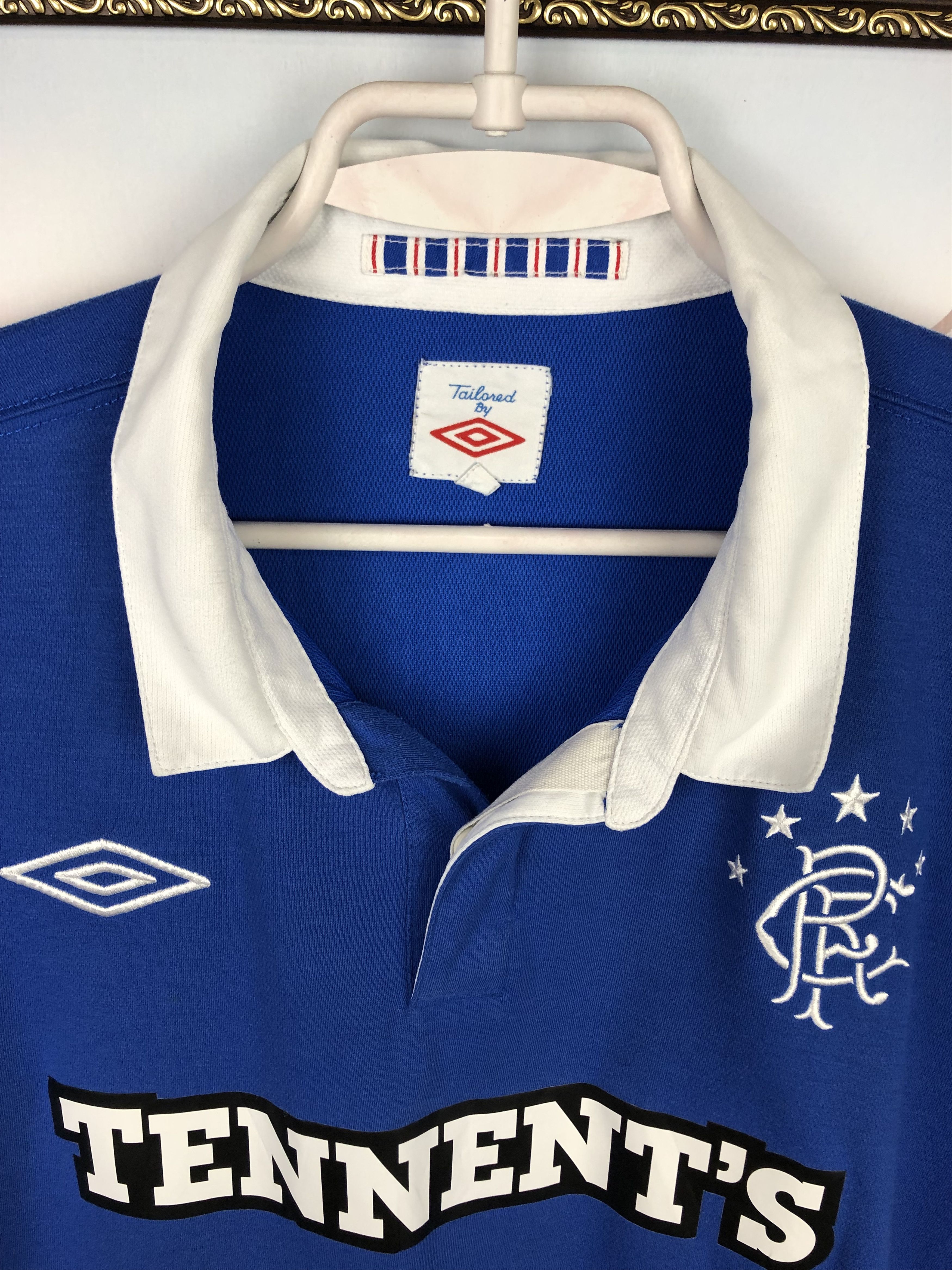 Vintage Rangers football shirt 2010 Soccer #17 Diouf Jersey Umbro Size US XL / EU 56 / 4 - 6 Thumbnail