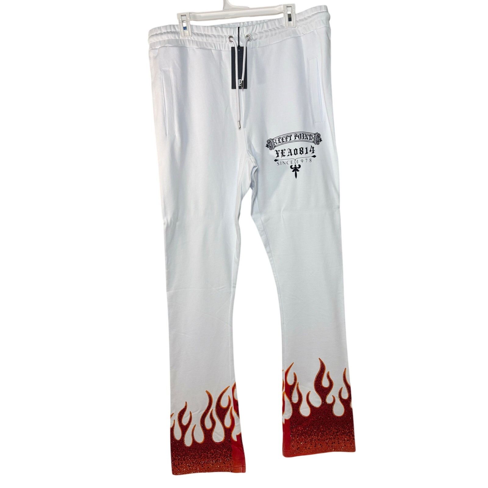 Other Left Point XL White Flare Sweatpants with Rhinestones NWT Size US 34 / EU 50 - 1 Thumbnail