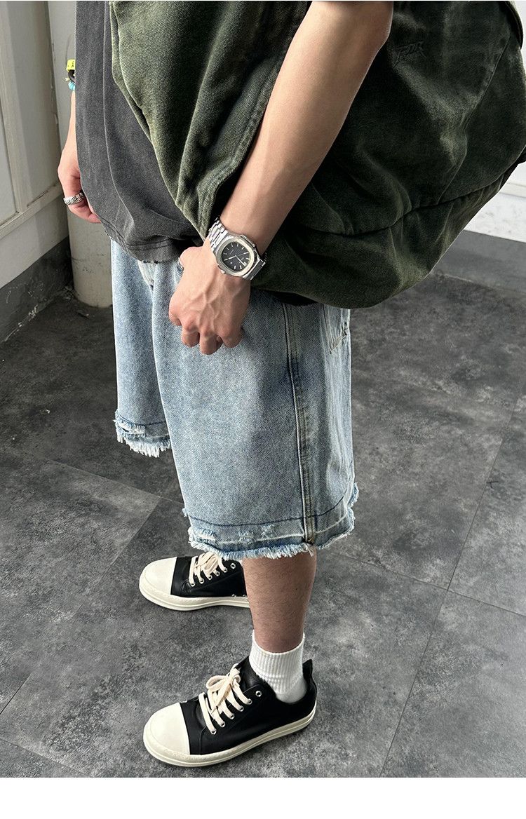 Japanese Brand × Vintage Vintage Ripped Raw Edge Denim Short Size US 29 - 2 Thumbnail
