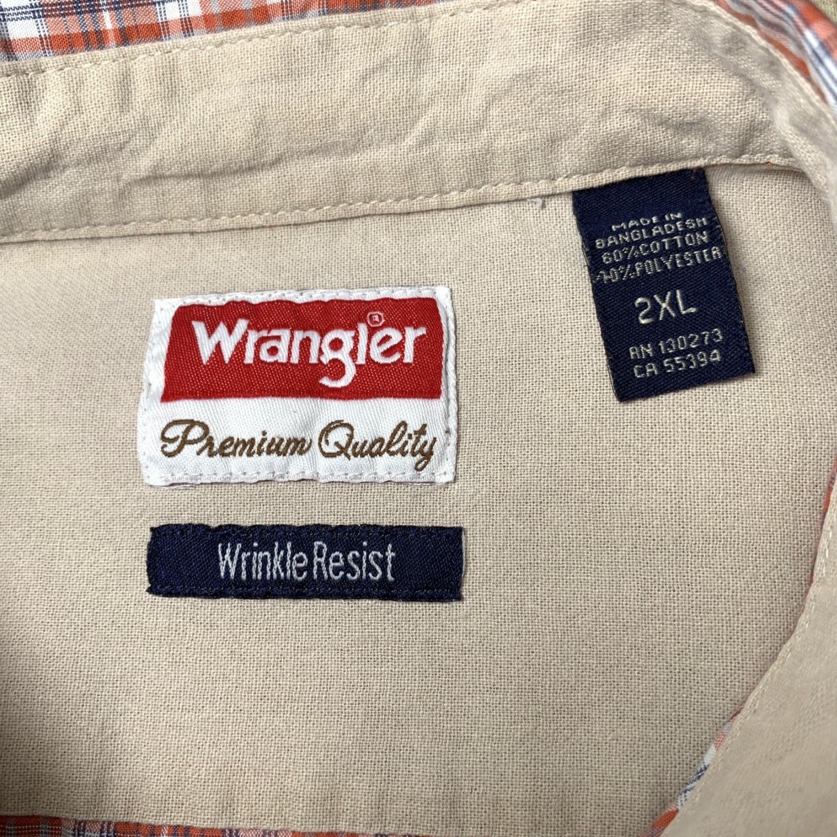 Wrangler Wrangler Western Shirt Short Sleeve Mens 2XL Red White Plaid Button-Down Shirt Western Workwear Casual Travel Size US XXL / EU 58 / 5 - 6 Thumbnail