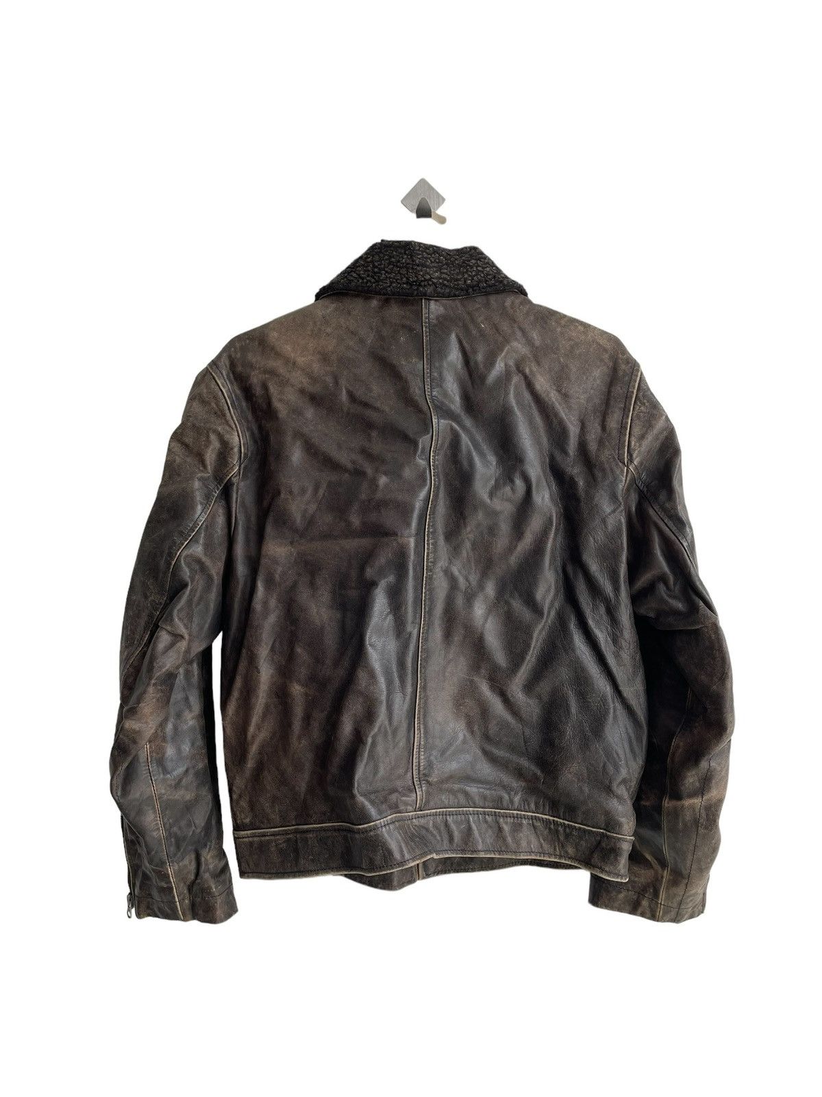 Gap 1990s GAP 🇺🇸 Fur Neck Leather Biker Jacket Size US M / EU 48-50 / 2 - 4 Thumbnail