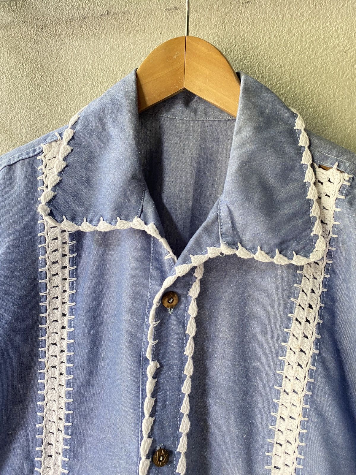 Vintage CROCHET LADDERWORK SHORT SLEEVE SHIRT NOT BODE Size US M / EU 48-50 / 2 - 14 Thumbnail