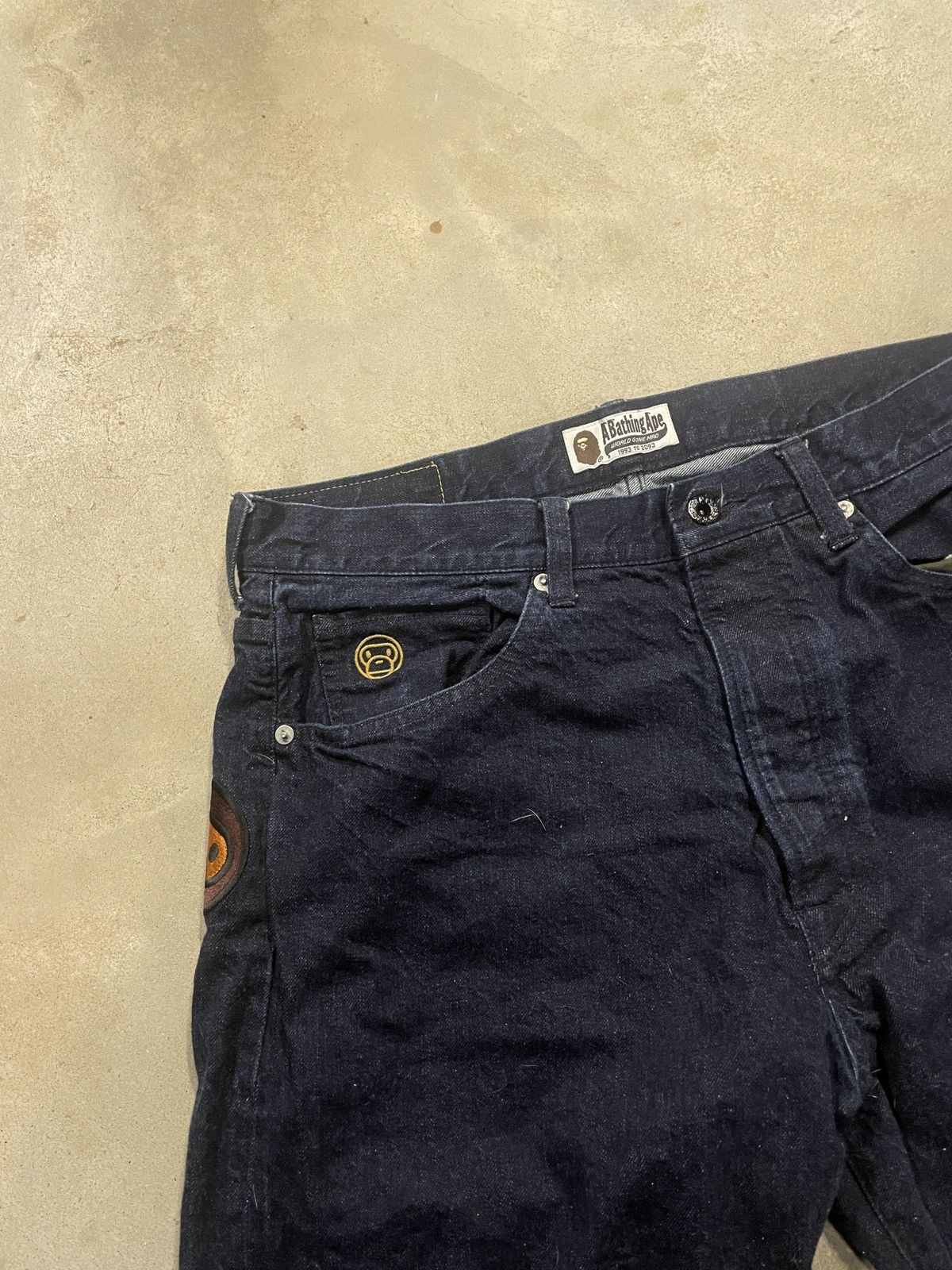 Bape × Nigo BAPE Baby Milo Banana DENIM Pants - a bathing ape size L Size US 32 / EU 48 - 3 Thumbnail