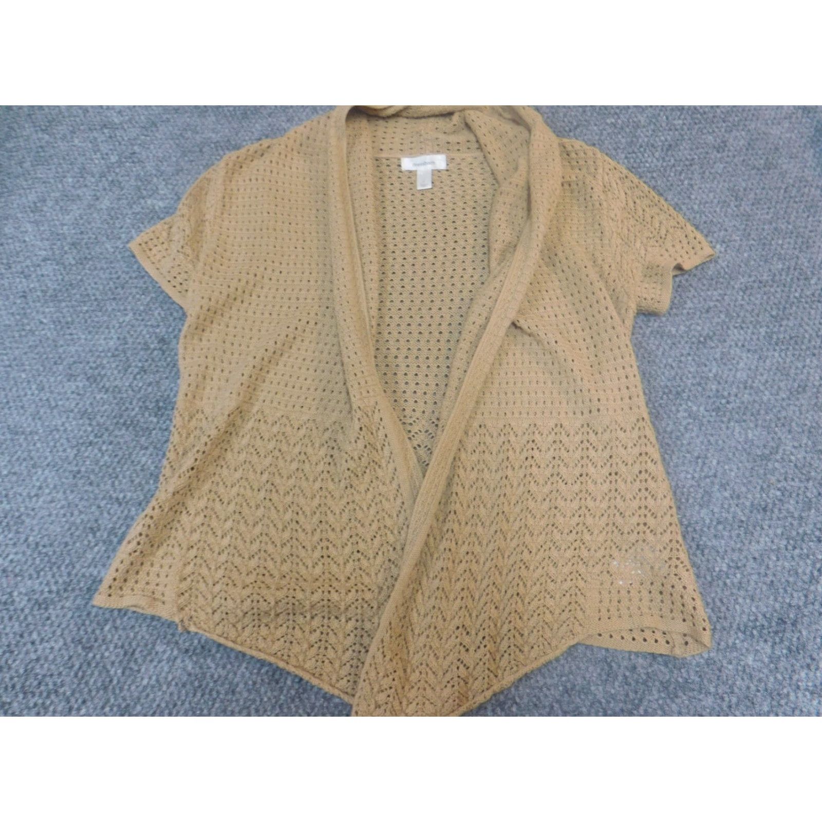 Vintage Dressbarn Womens Sweater Cardigan Small Beige Round Neck Long Sleeve Cotton Acrylic Embroidered Knits Regular All Seasons Womens Style Cardigan Size S / US 4 / IT 40 - 2 Thumbnail