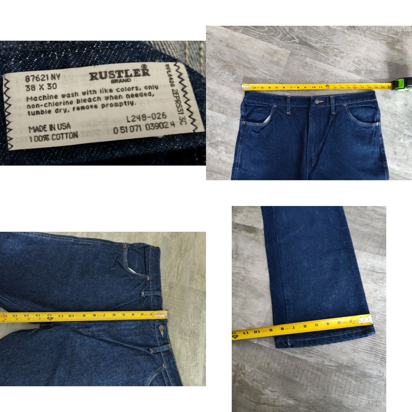 Vintage VINTAGE 70s Rustler Jeans Men Medium Dark Blue Denim Straight Zipper Pockets 38x30 Made in USA Size US 38 / EU 54 - 8 Thumbnail