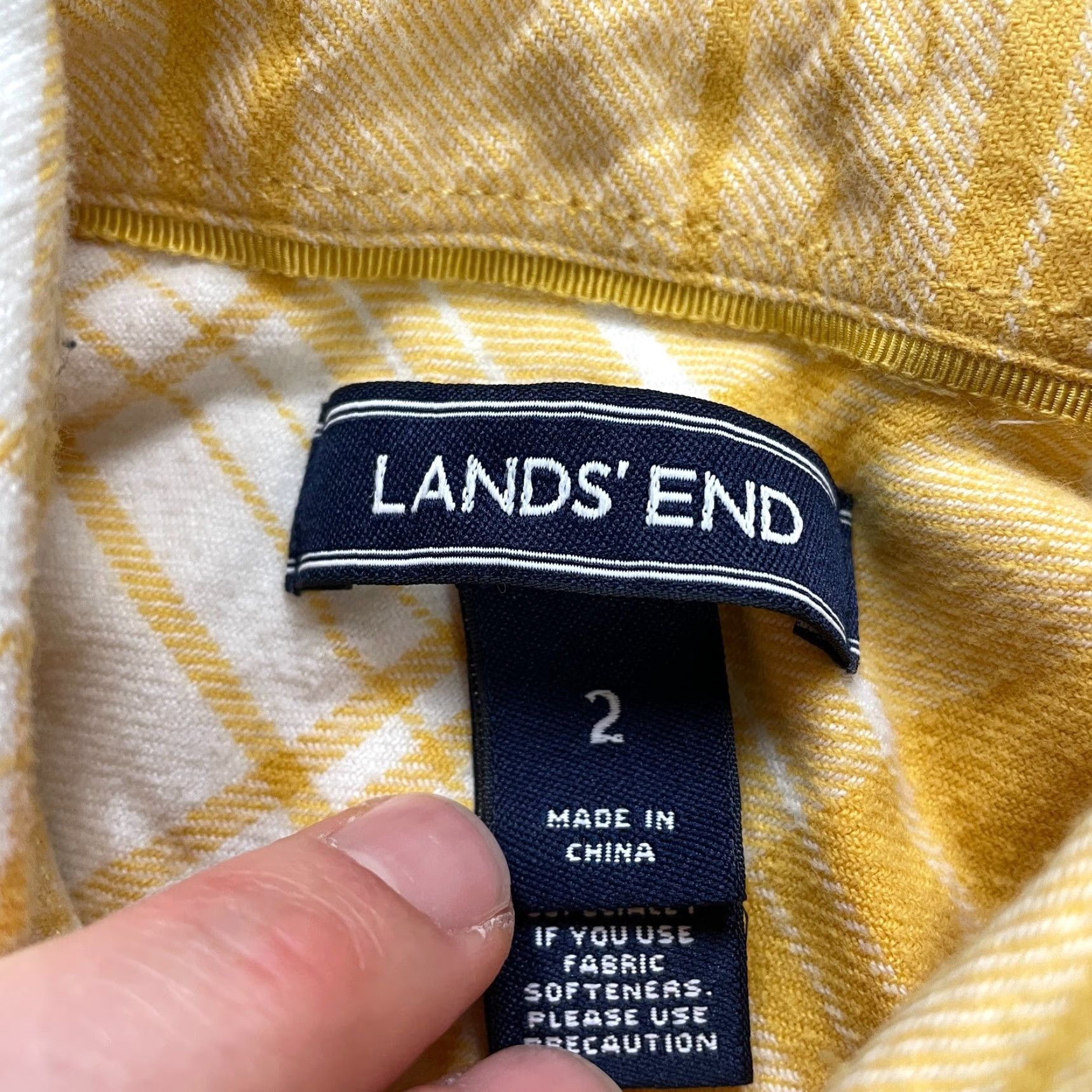 Lands' End VINTAGE Lands' End Women’s Button Down Shirt Casual Long Sleeve Plaid Cotton Fall Spring Summer Winter Size 2 Yellow White Size XS / US 0-2 / IT 36-38 - 4 Thumbnail