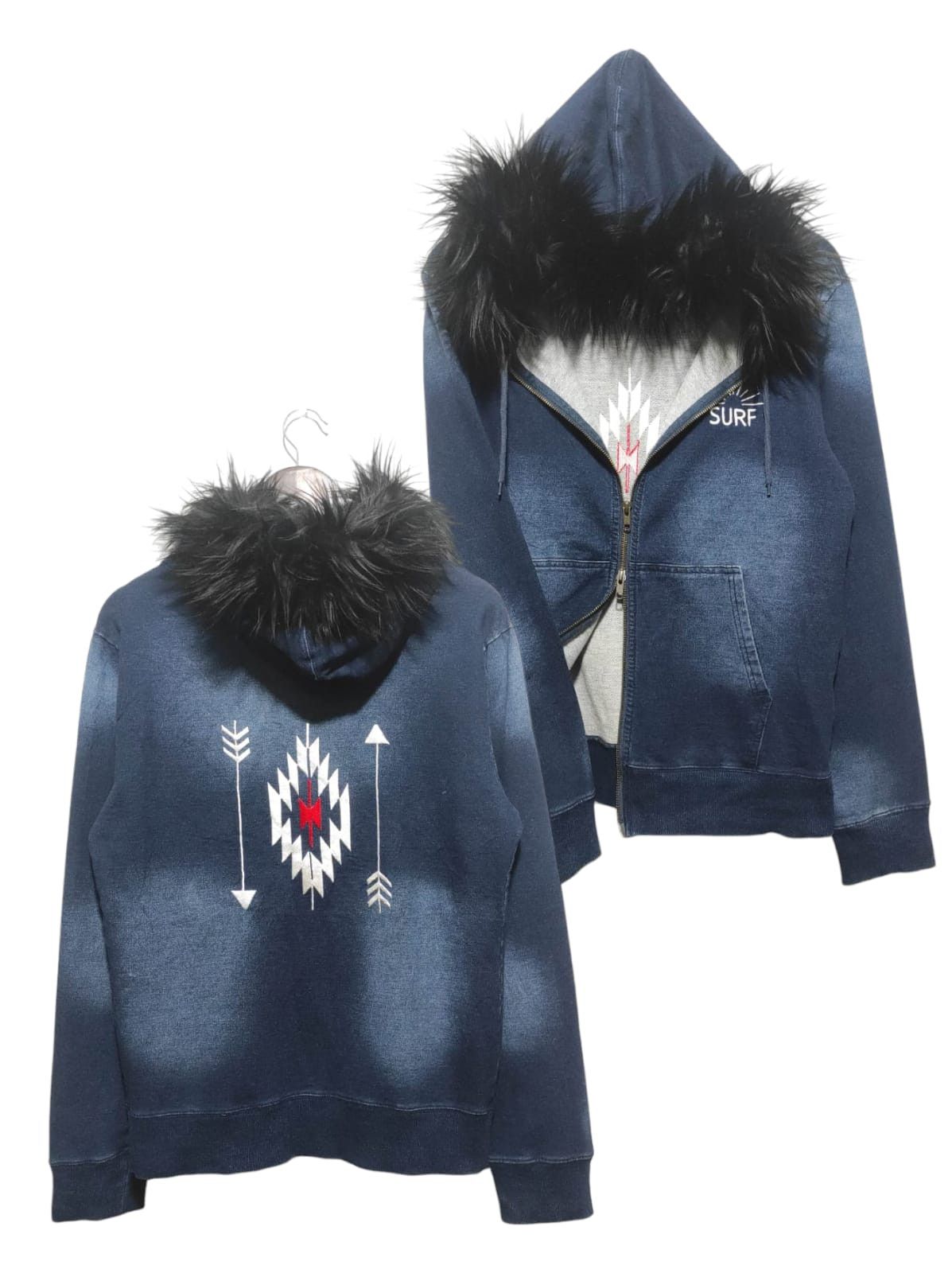 Hysteric Glamour Roshell Denim Double Zip Fur Hoodie i6w9 LGB style Size US M / EU 48-50 / 2 - 2 Thumbnail