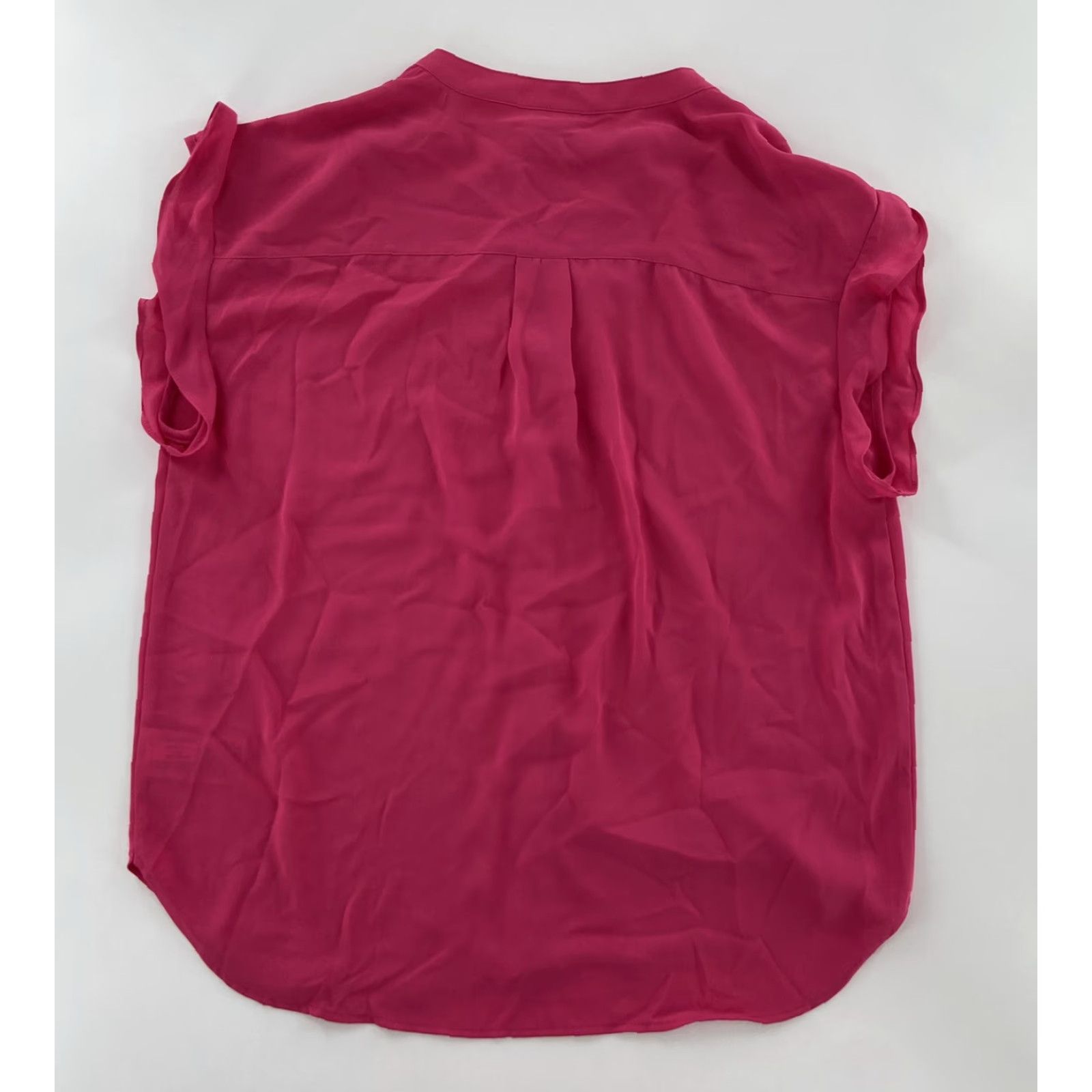 J.Crew J.CREW NEW Women's Pink Ruffle-Sleeve Camp Button Up Blouse Shirt Small V-Neck Sleeve Ruffle Pink Button Up Blouse Size S / US 4 / IT 40 - 2 Thumbnail