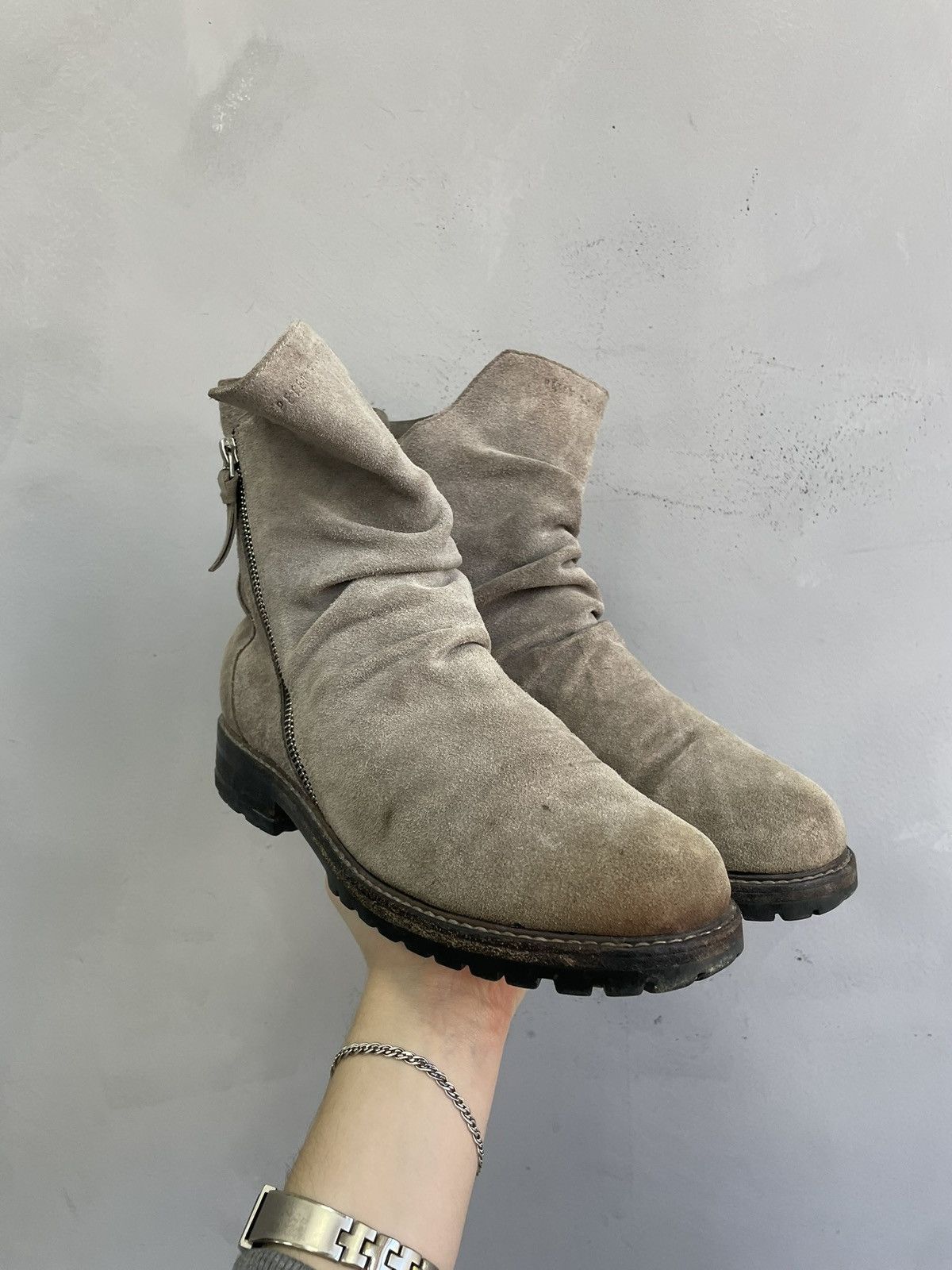 Rare ankle suede leather boots zipper A.S.98 style