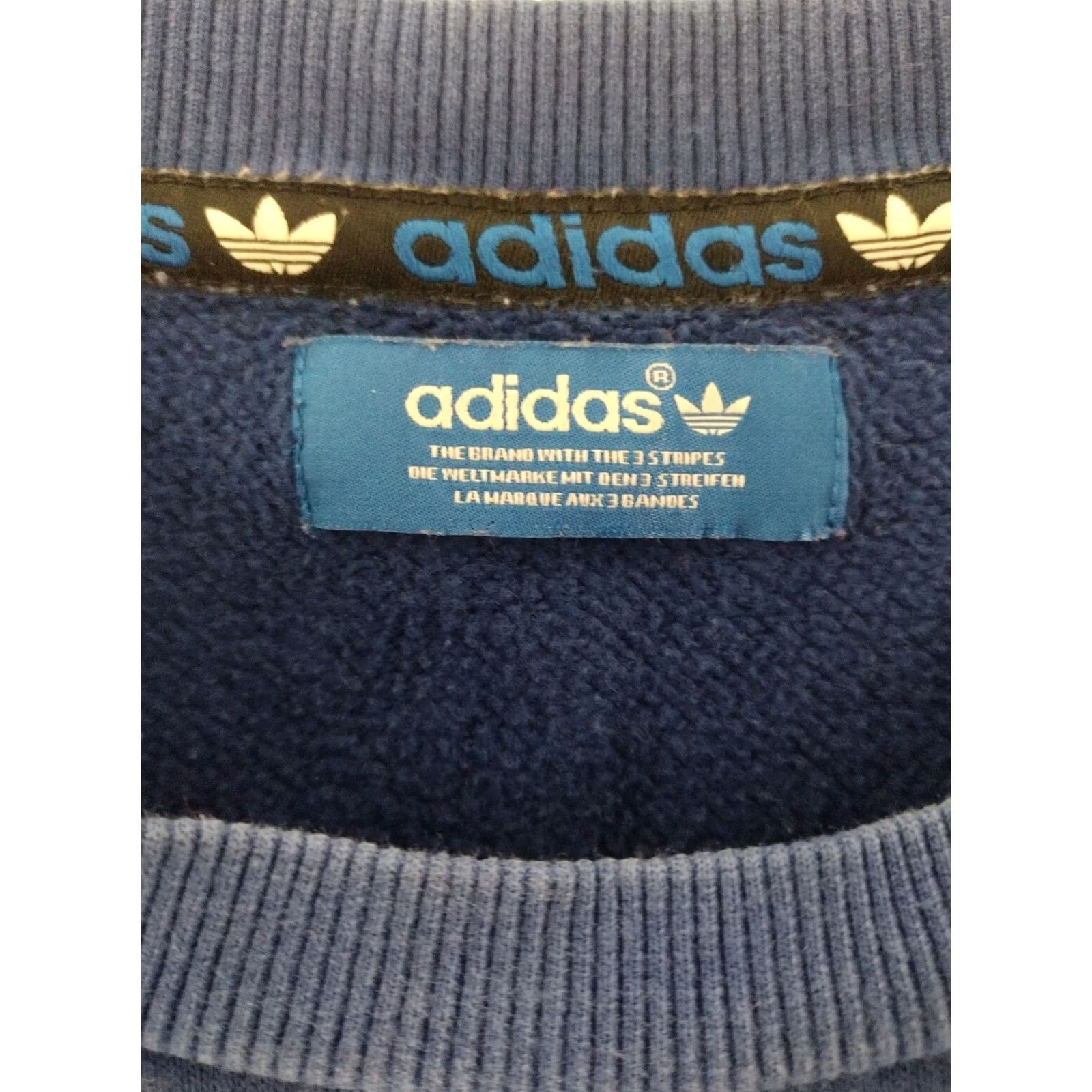 Adidas Adidas Sweatshirt Mens XL 90's Style Big Logo Pullover Crew Neck Heavyweight Knit Blue Vintage Size US XL / EU 56 / 4 - 2 Thumbnail